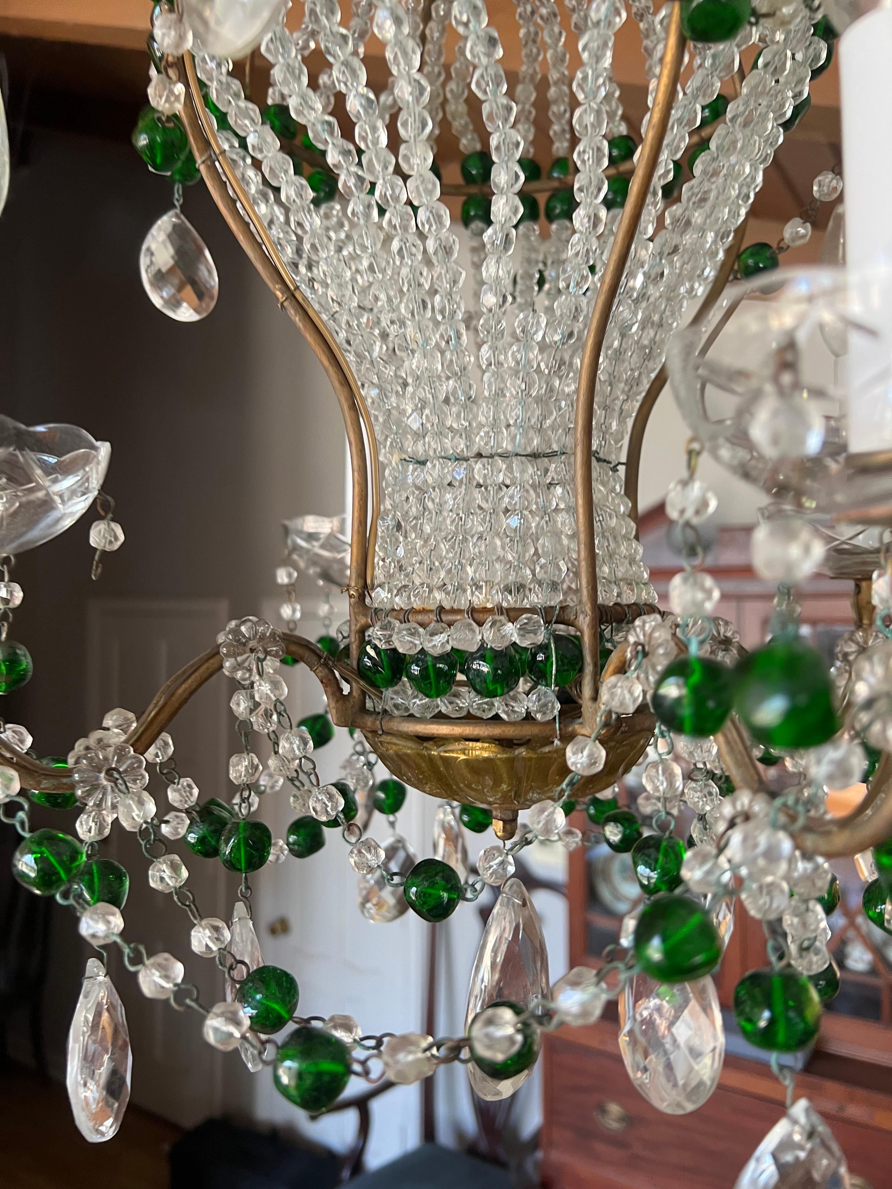 Maison Bagues Attributed Hollywood Regency Beaded Hot Air Balloon Chandelier In Good Condition For Sale In Atlanta, GA