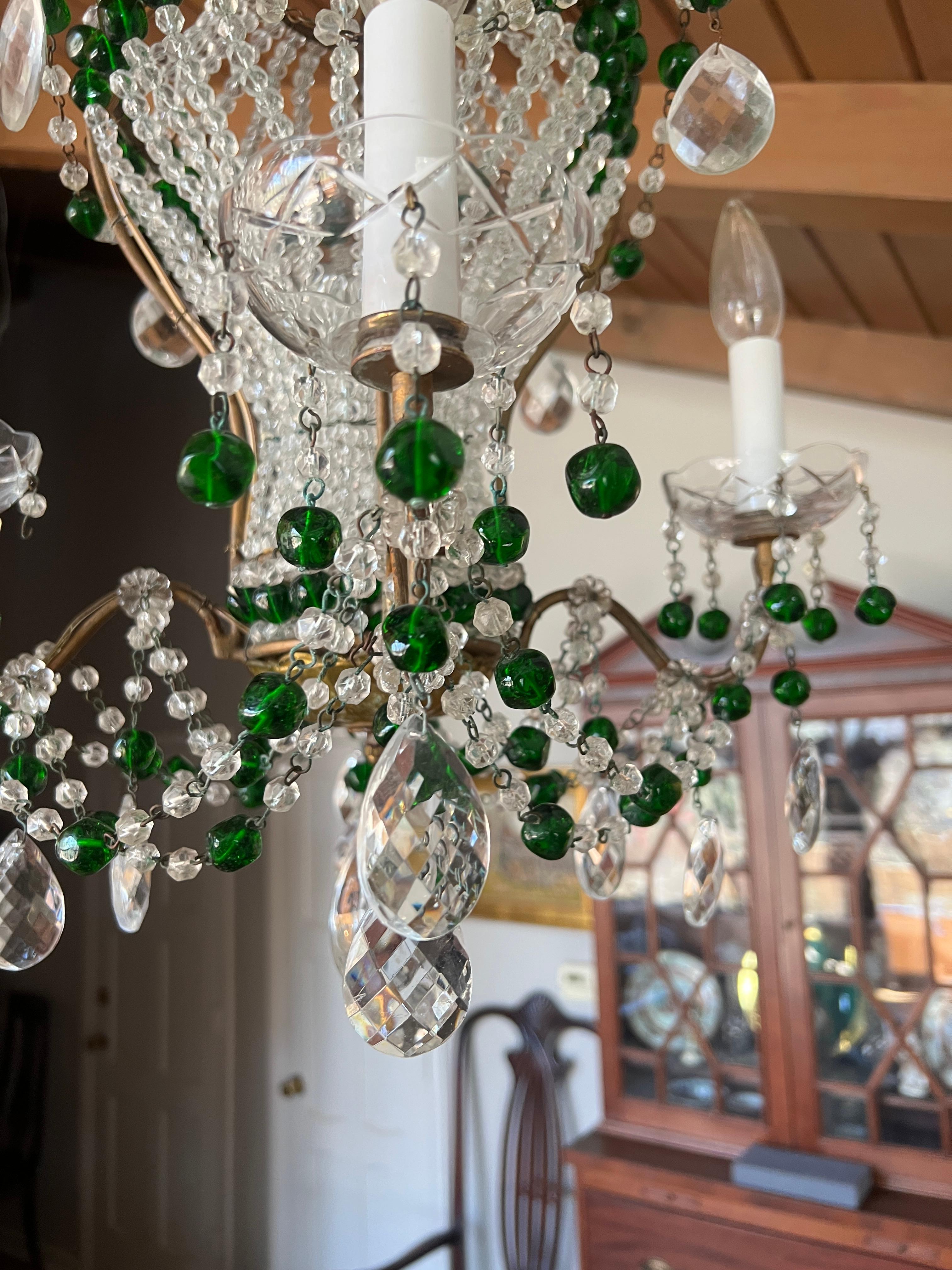 20th Century Maison Bagues Attributed Hollywood Regency Beaded Hot Air Balloon Chandelier For Sale