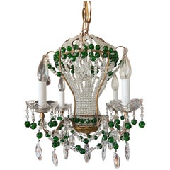 Maison Bagues Attribut Hollywood Regency Chandelier montgolfière en perles