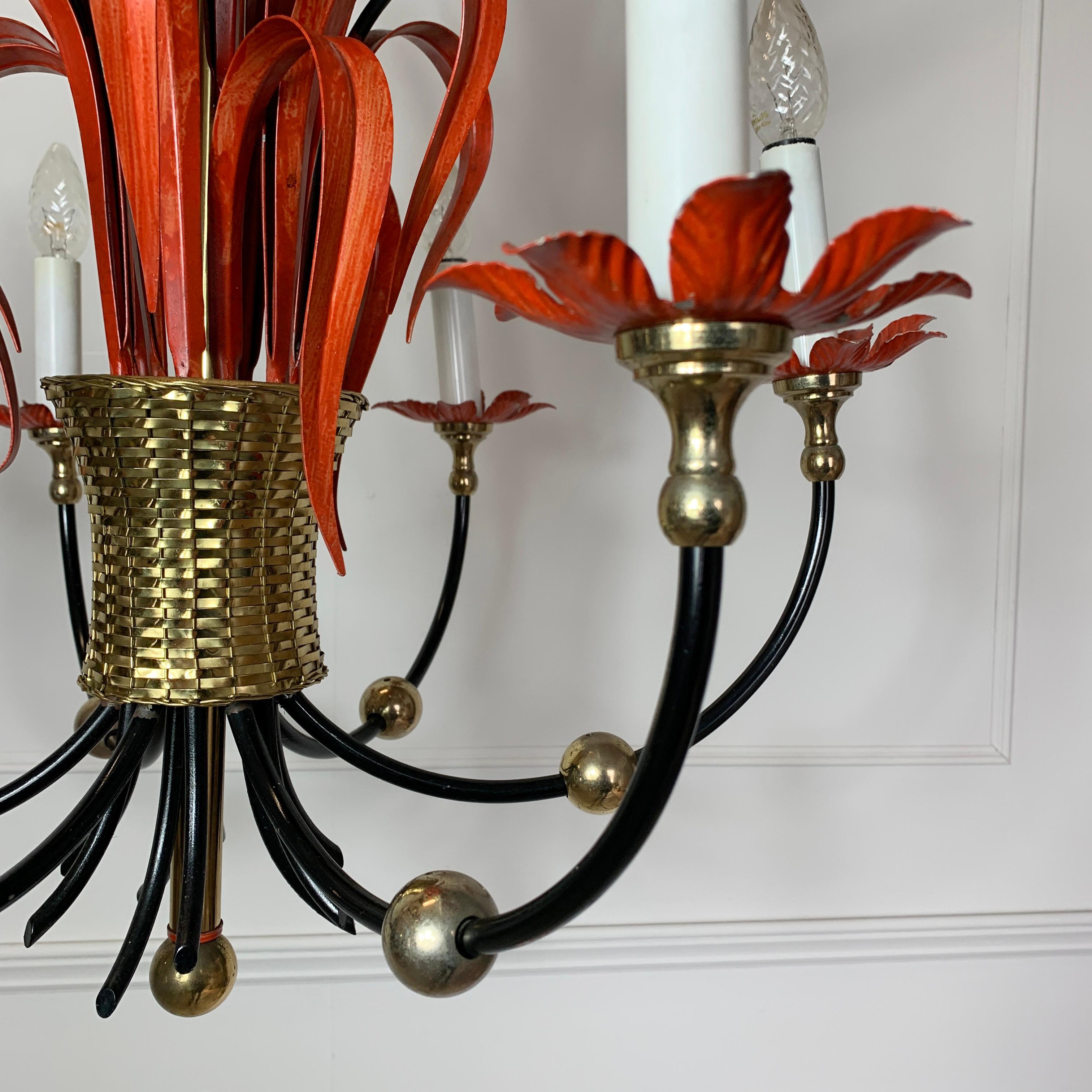 Maison Bagues Attributed Red Bulrush Chandelier For Sale 3