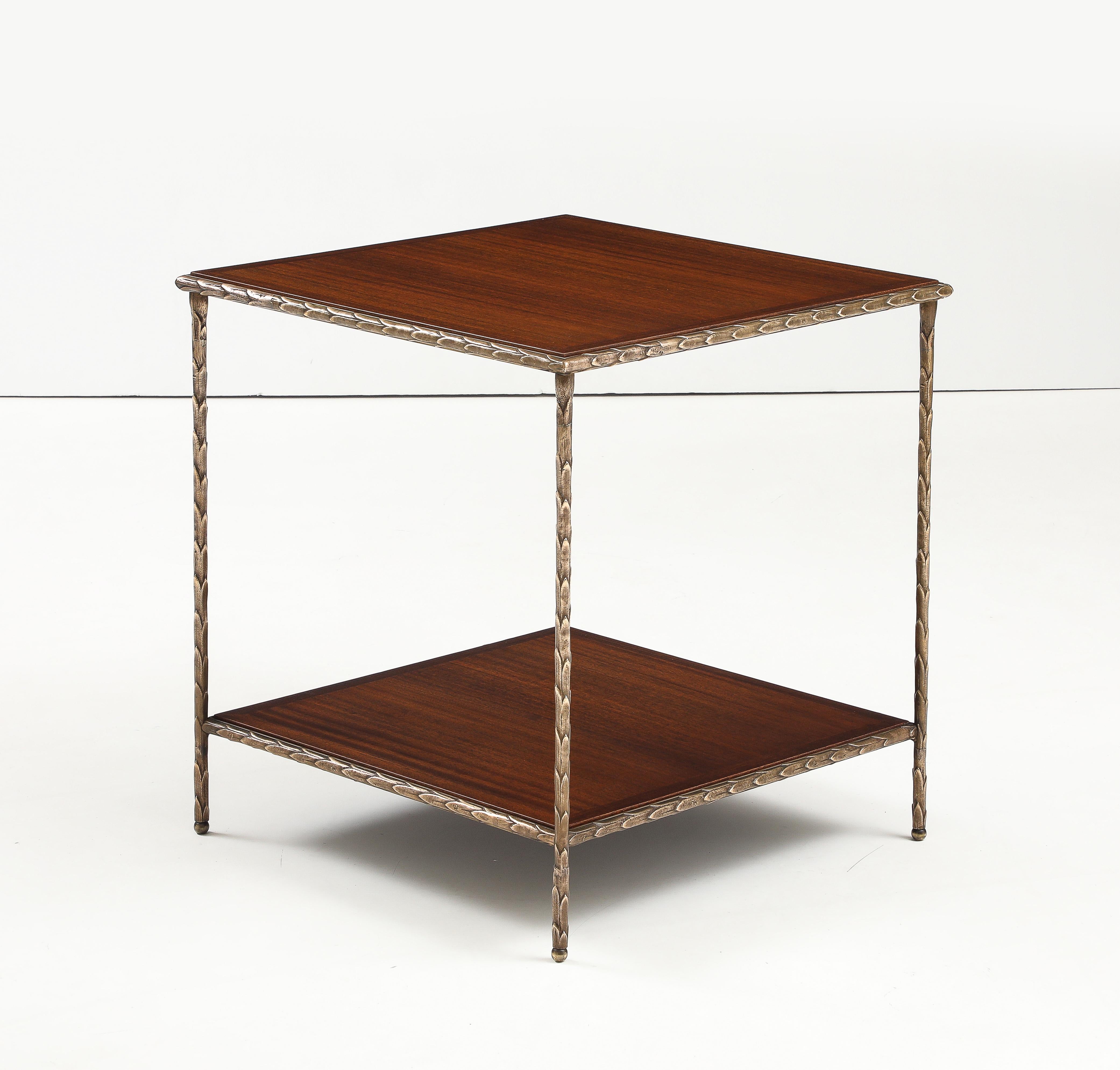 Maison Baguès Attributed Two Tier Bronze Large Side Table For Sale 5