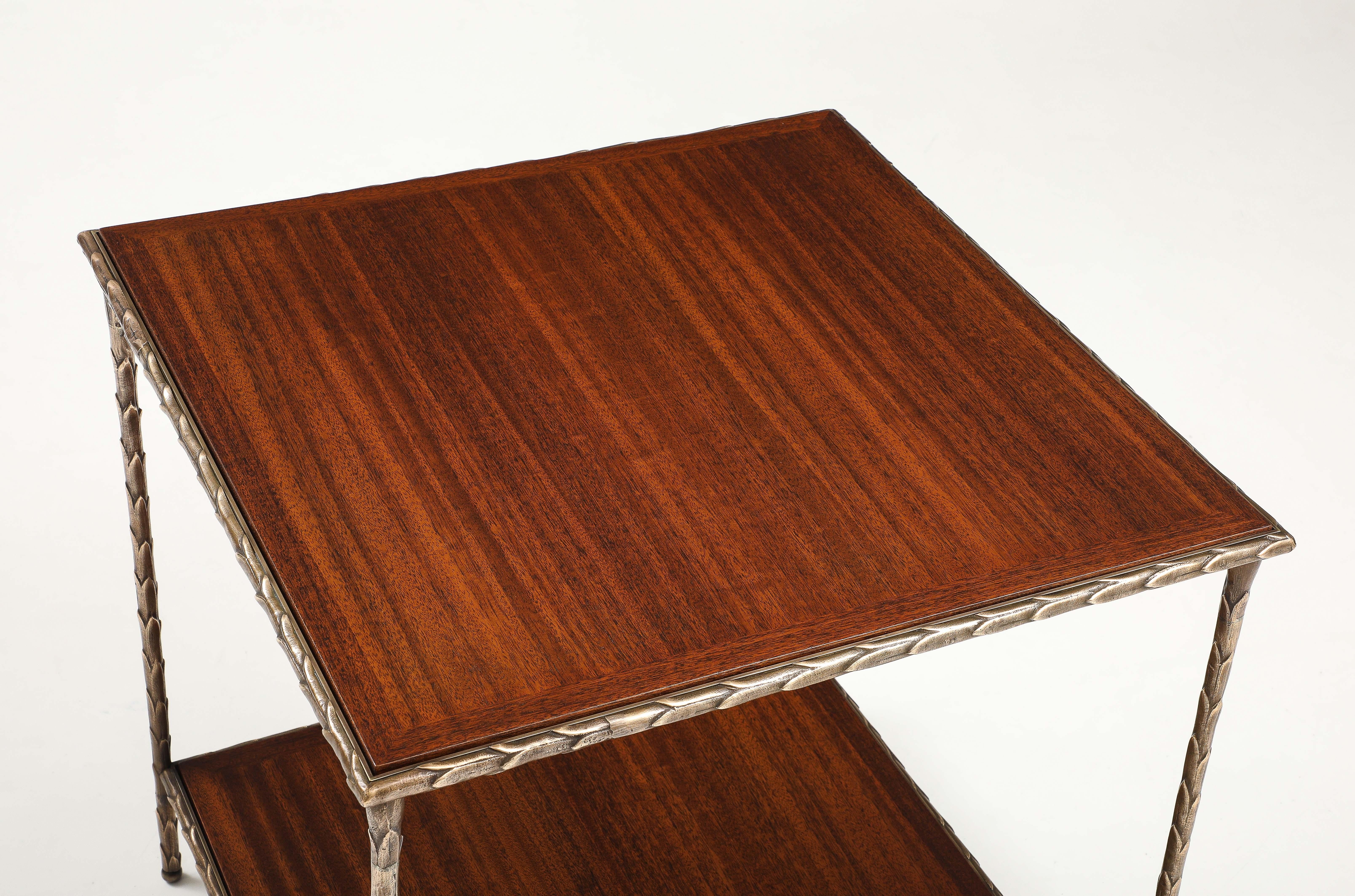 Maison Baguès Attributed Two Tier Bronze Large Side Table For Sale 6