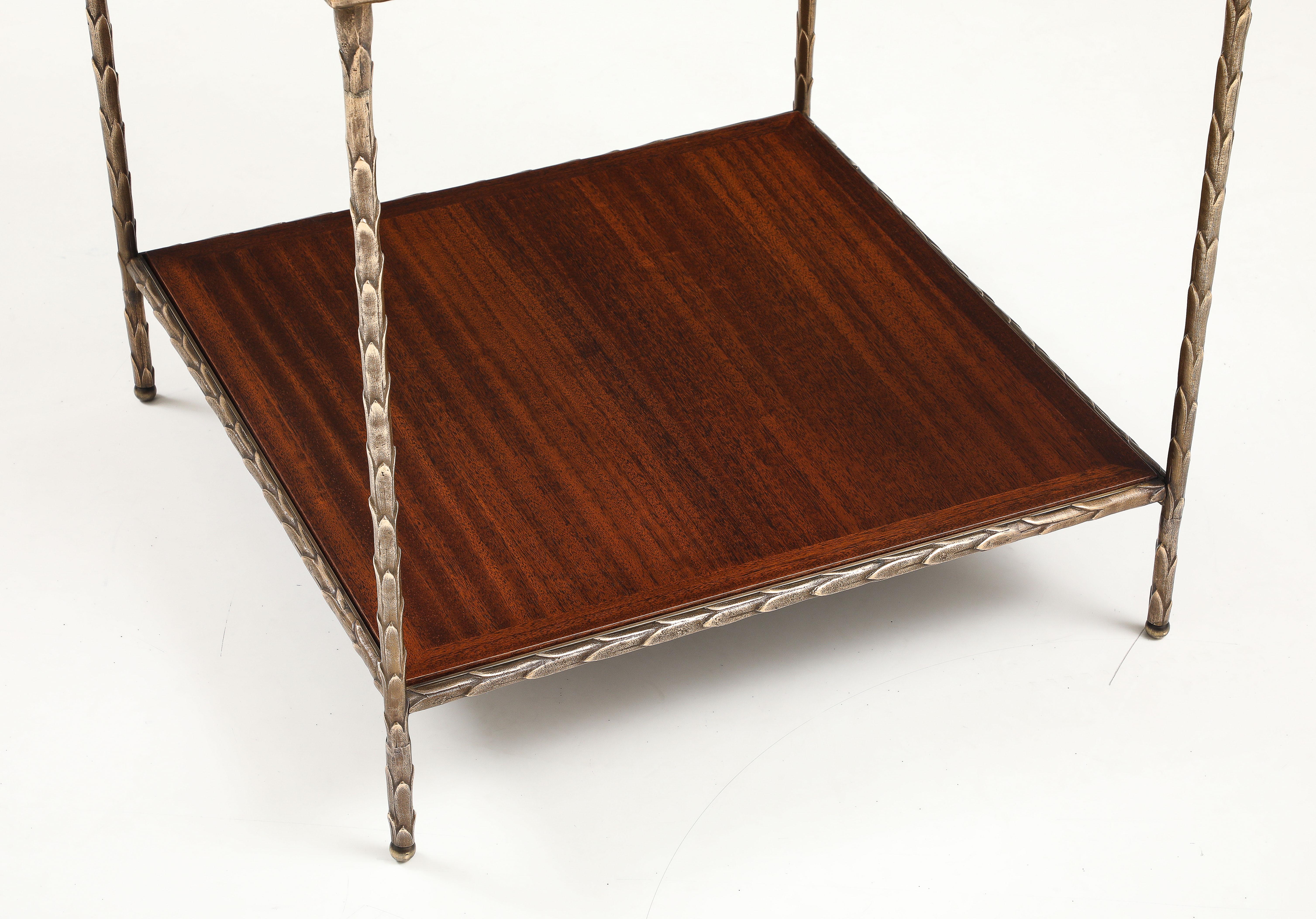 Maison Baguès Attributed Two Tier Bronze Large Side Table For Sale 2