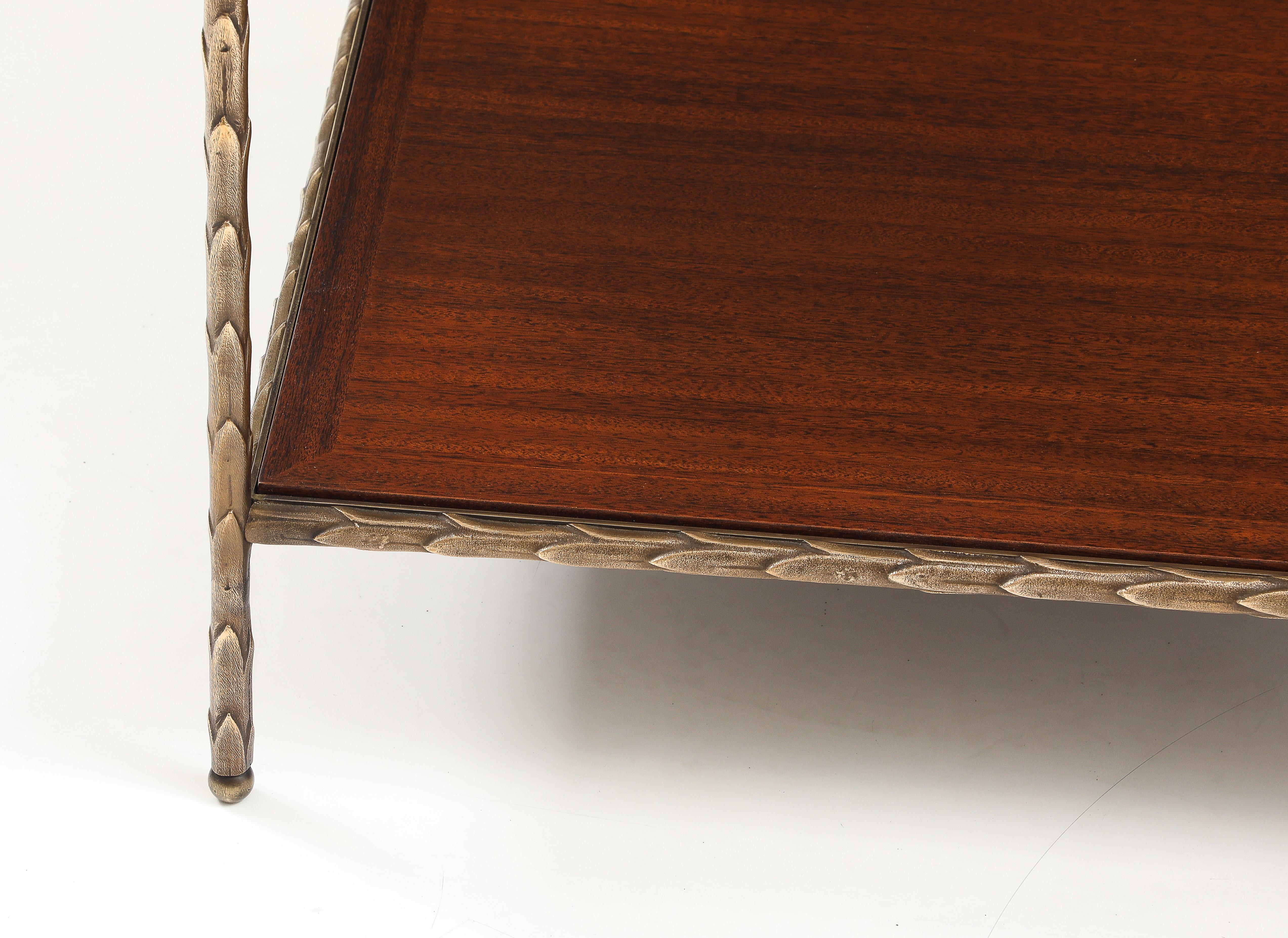 Maison Baguès Attributed Two Tier Bronze Large Side Table For Sale 3