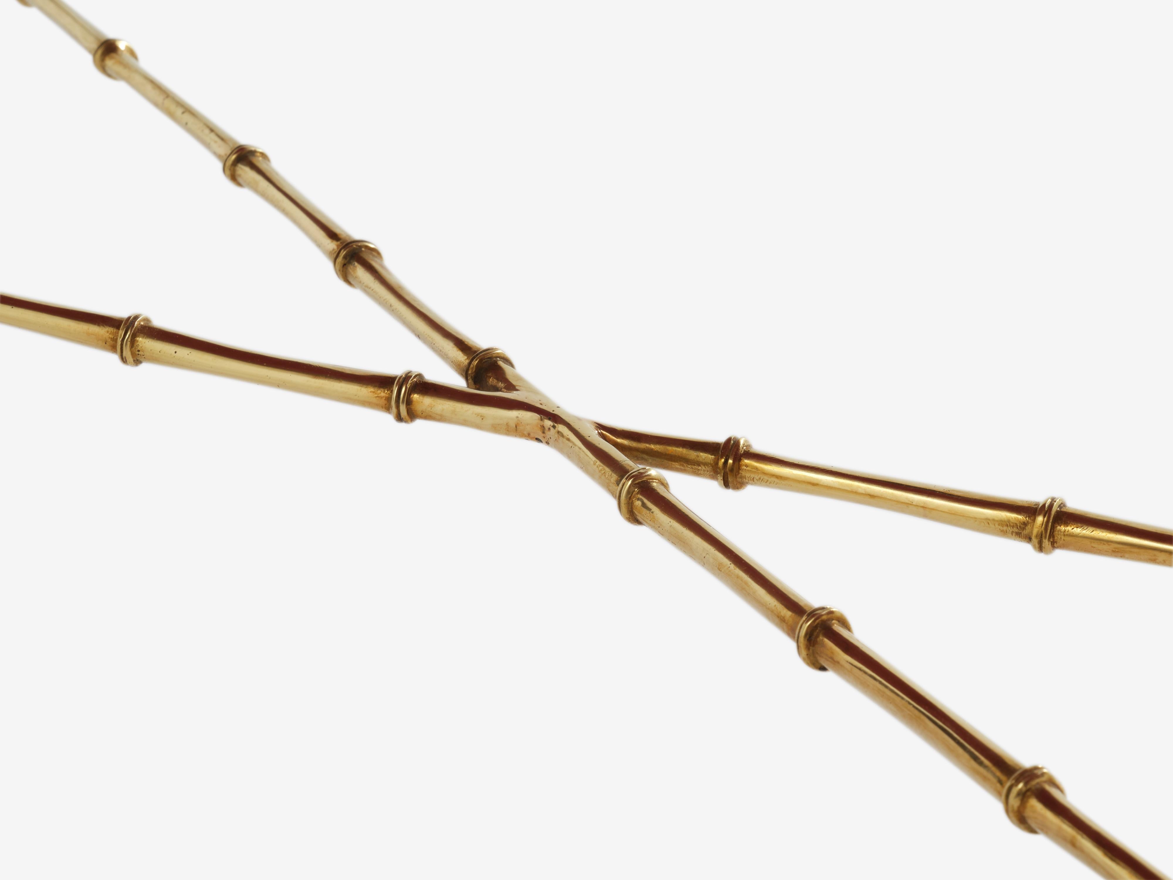 Maison Baguès bamboo brass Chinese lacquered coffee table 1950s For Sale 5