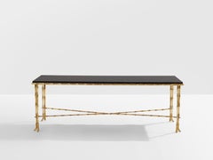 Maison Baguès bamboo brass Chinese lacquered coffee table 1950s