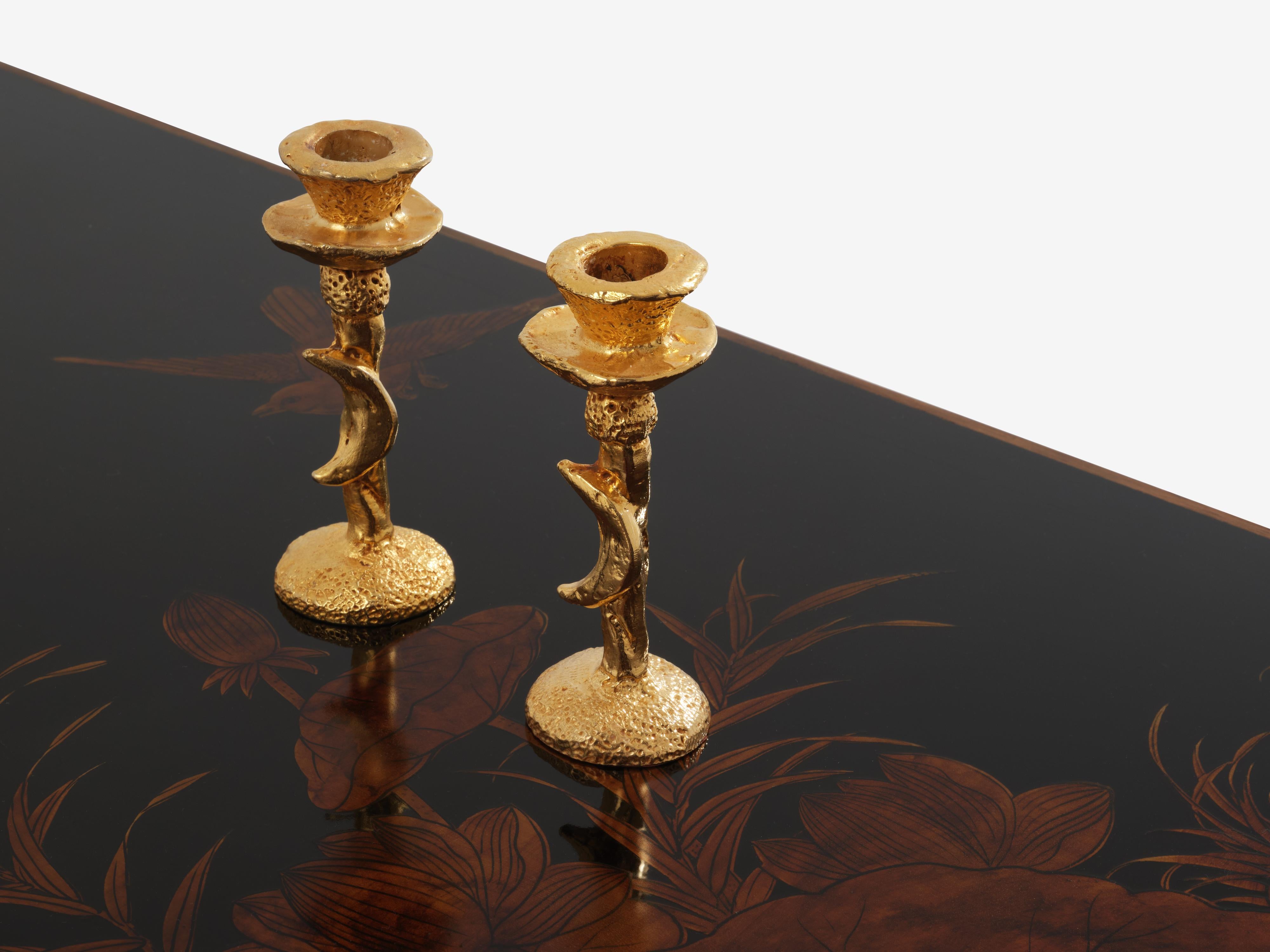 Maison Baguès bamboo brass Chinese lacquered coffee table 1950s For Sale 2