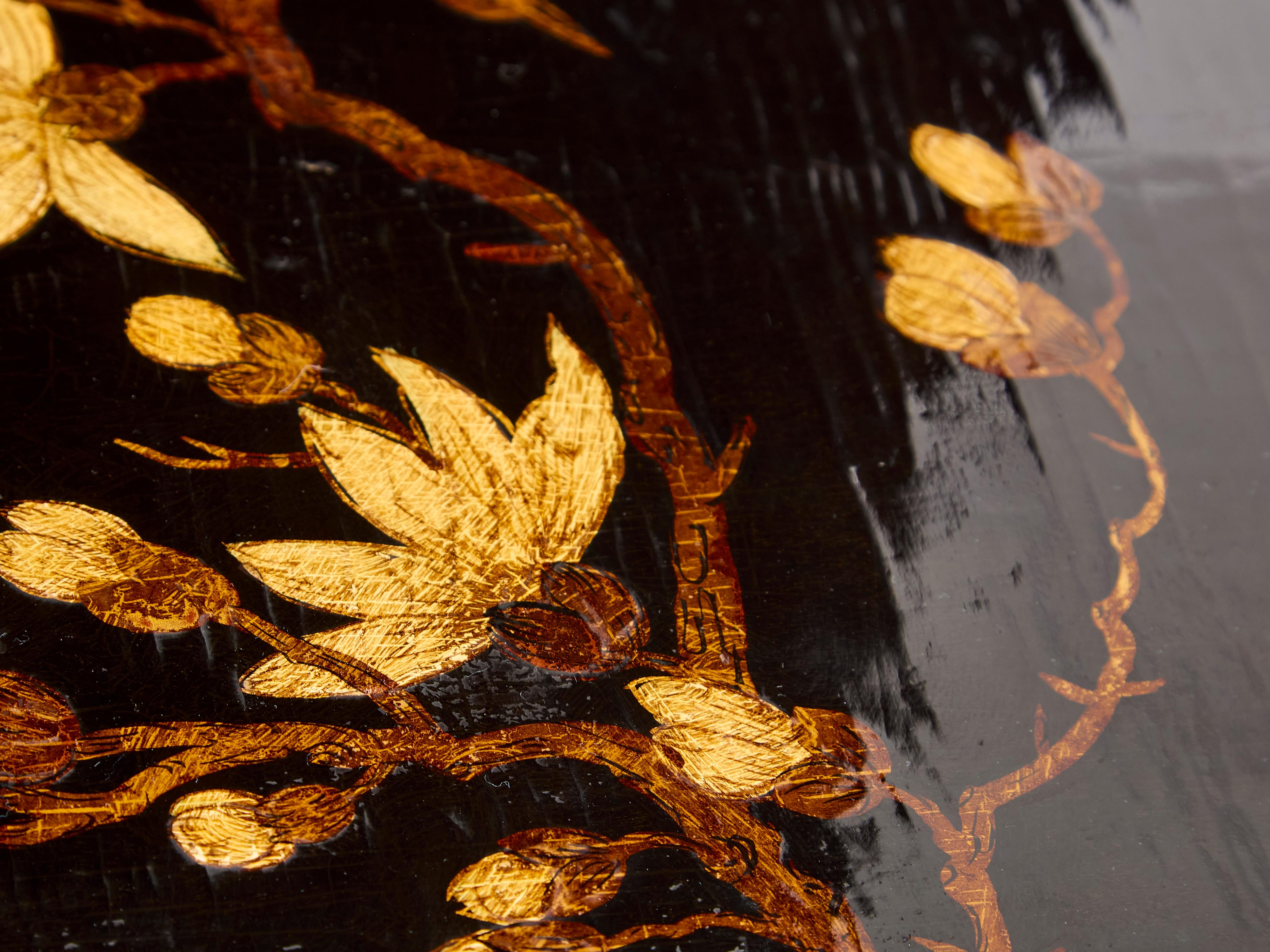 Maison Baguès tables d'appoint en bambou bronze laqué chinoiserie années 1940 en vente 3