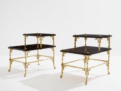 Maison Baguès tables d'appoint en bambou bronze laqué chinoiserie années 1940