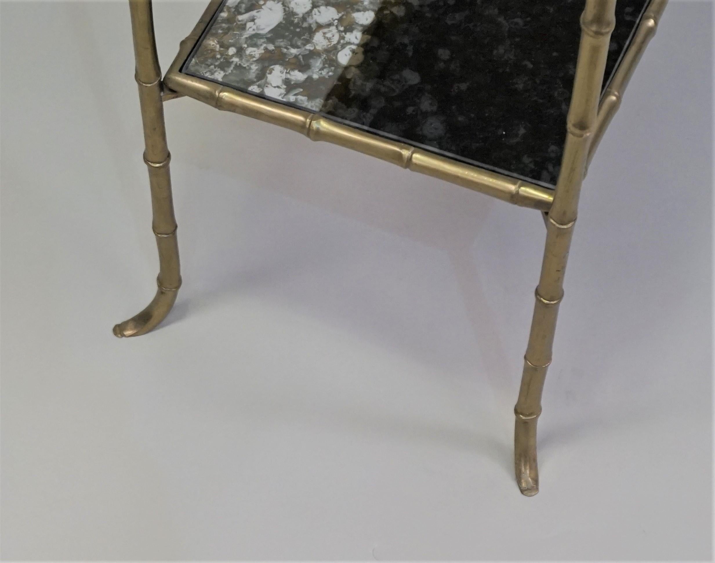 Mid-20th Century Maison Baguès Bamboo Style Bronze Side Table