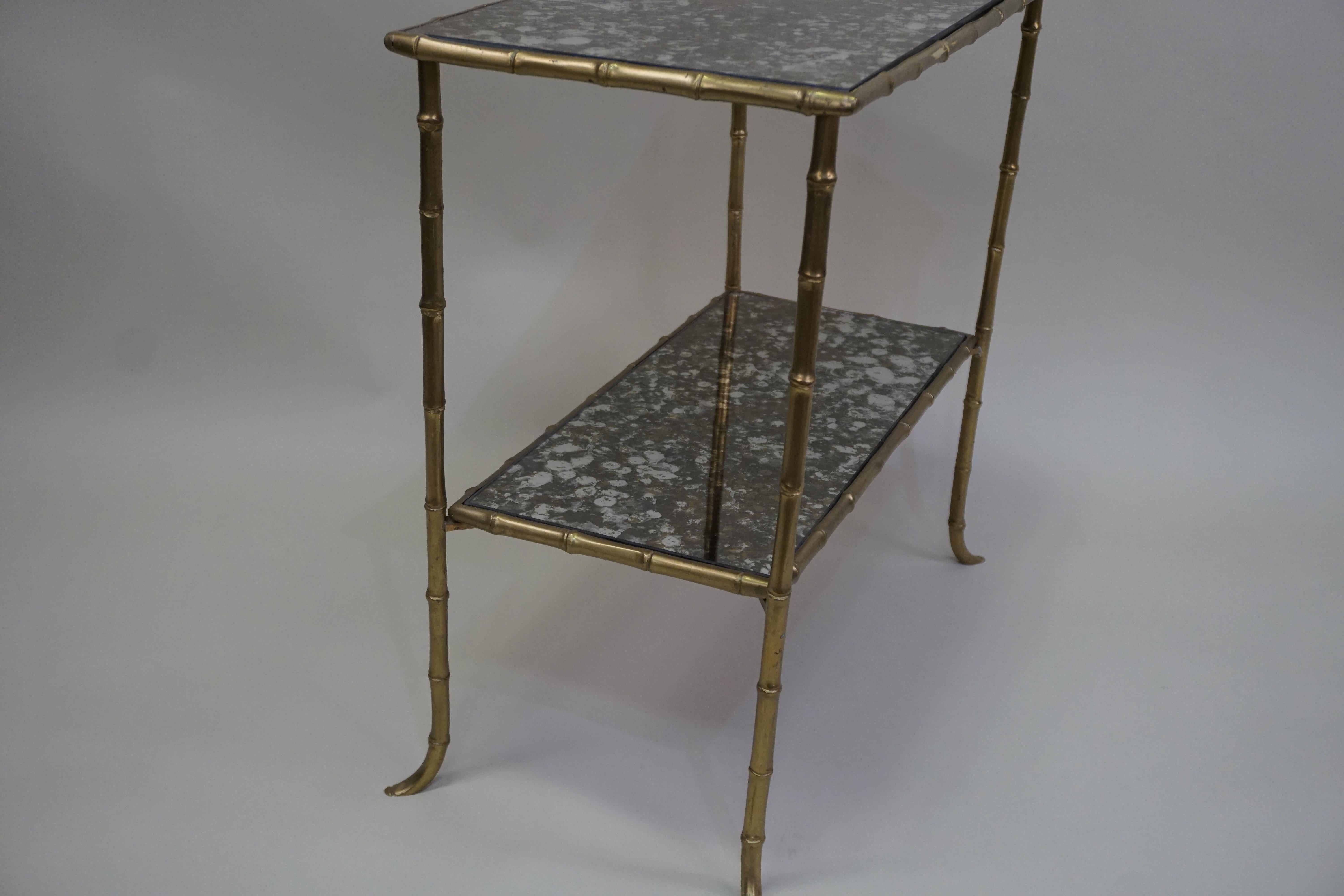 Maison Baguès Bamboo Style Bronze Side Table 1