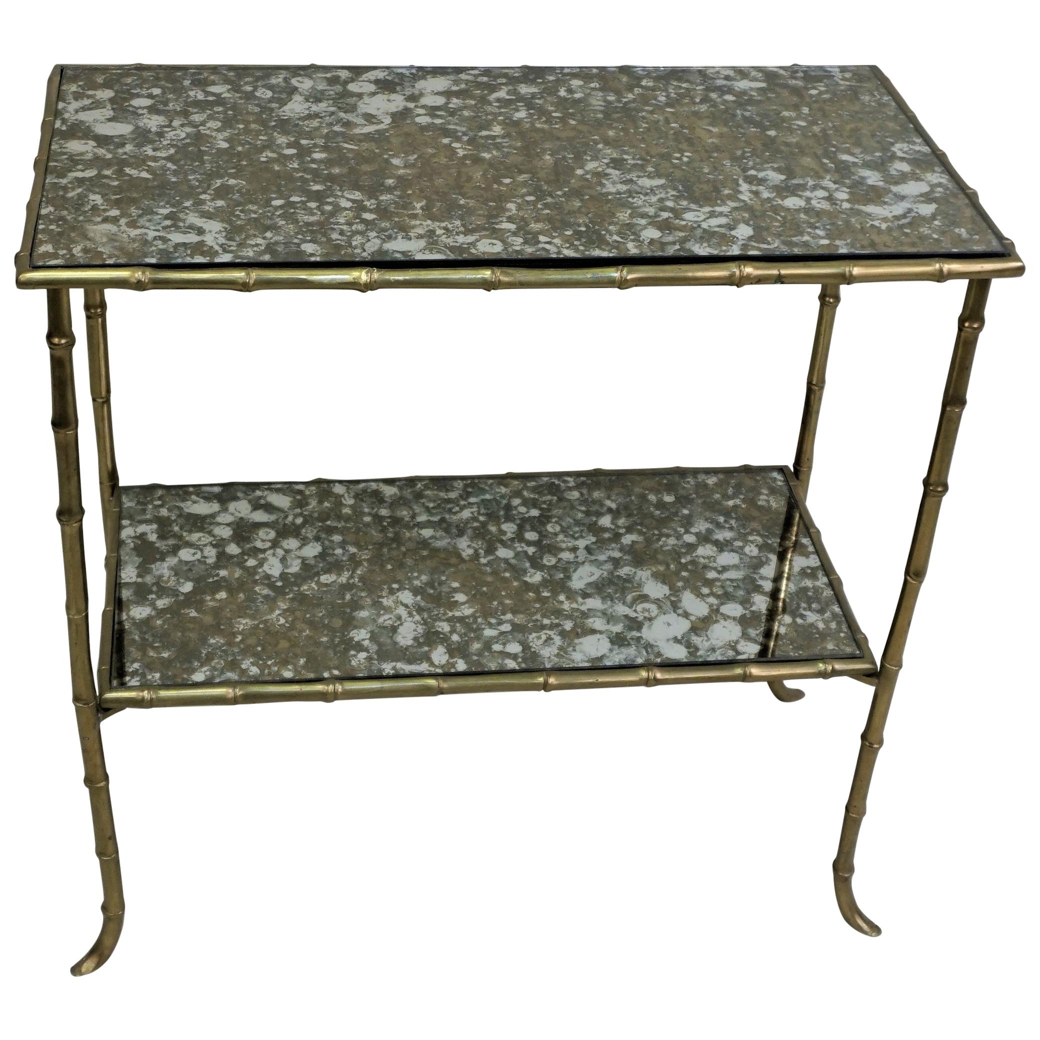 Maison Baguès Bamboo Style Bronze Side Table