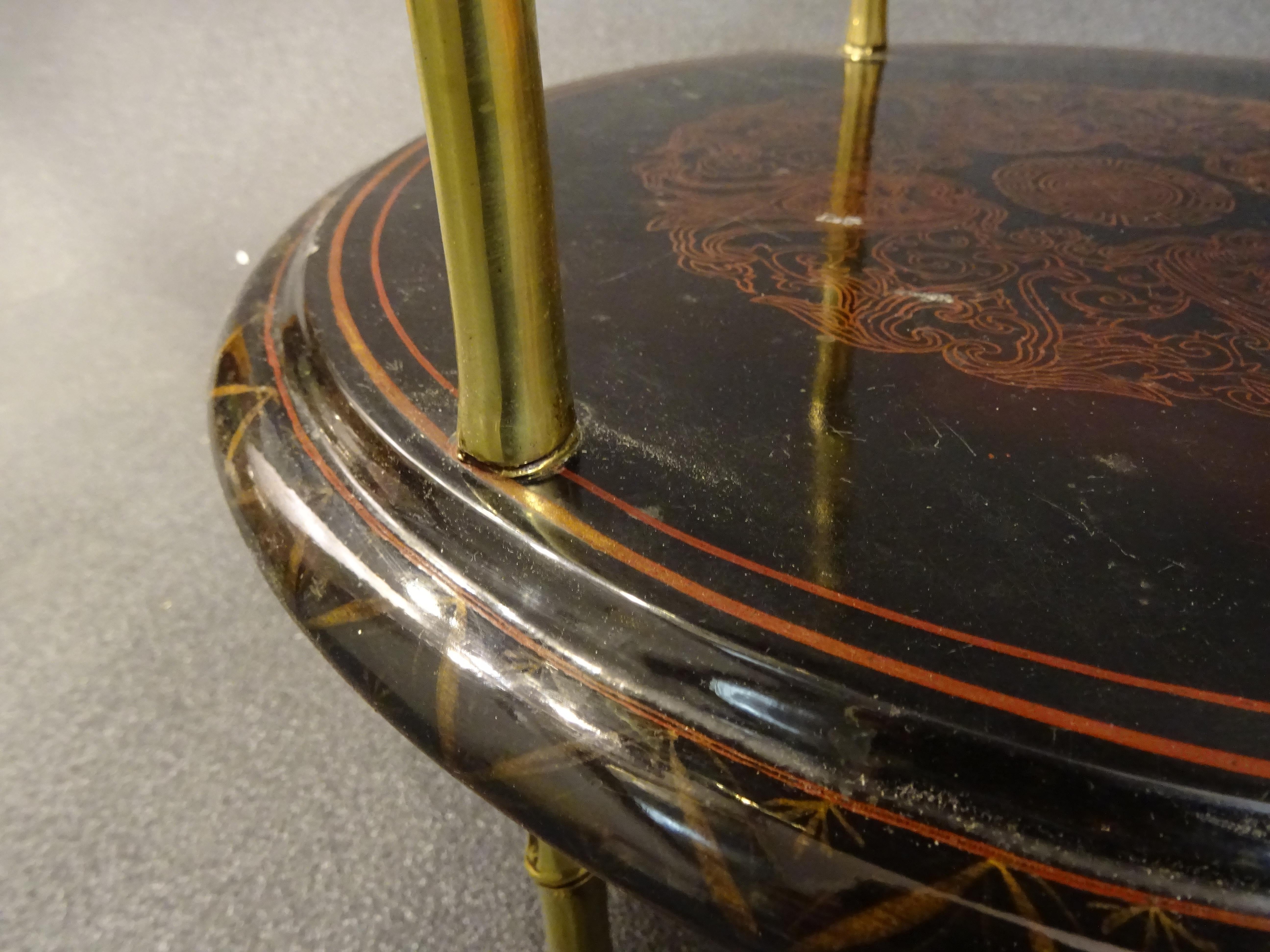 Maison Bagues Black Endtable France, Chinoiseries, Gilt Bronce, 1970s 4