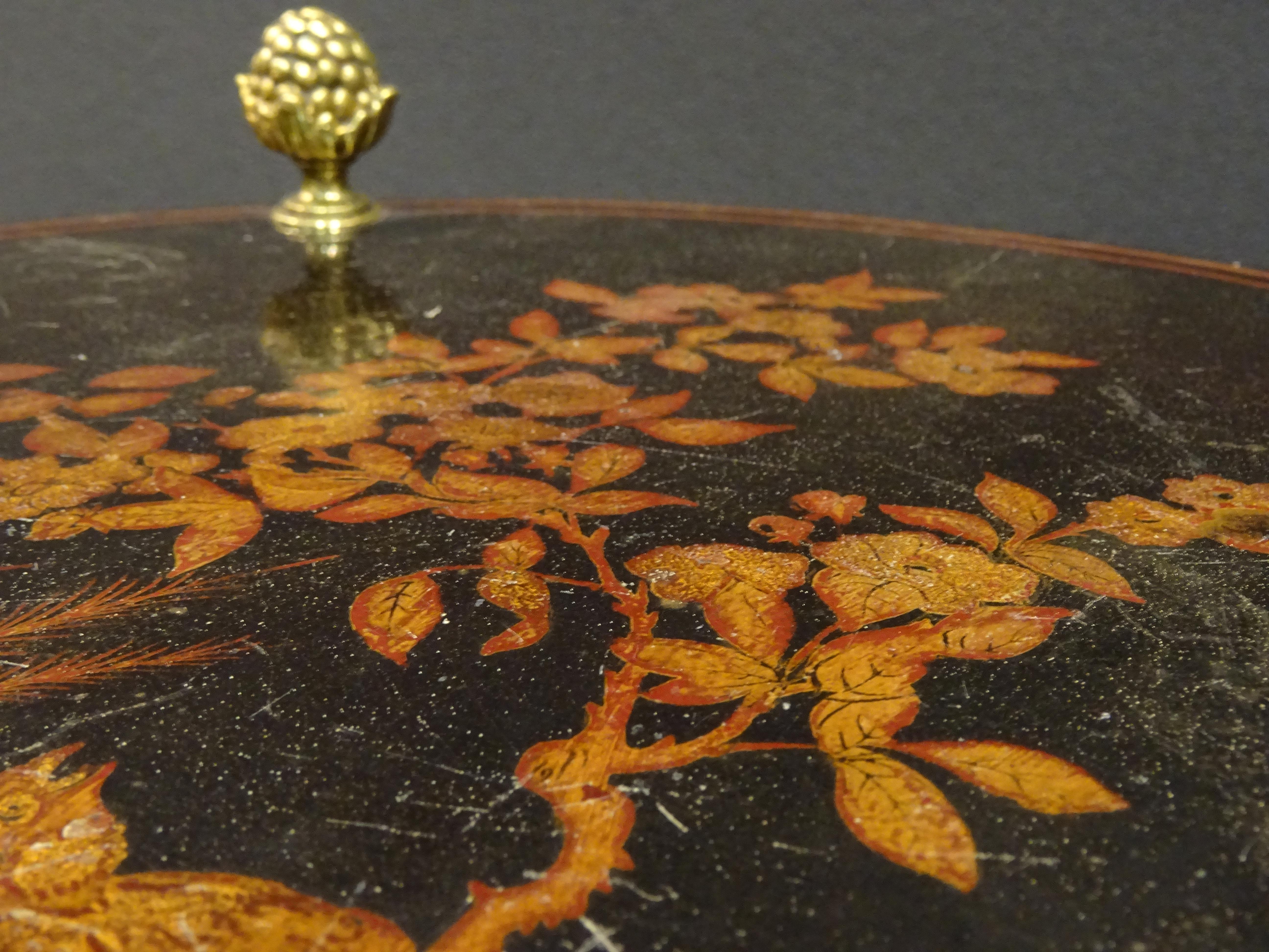 Maison Bagues Black Endtable France, Chinoiseries, Gilt Bronce, 1970s 10