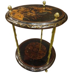 Maison Bagues Black Endtable France, Chinoiseries, Gilt Bronce, 1970s