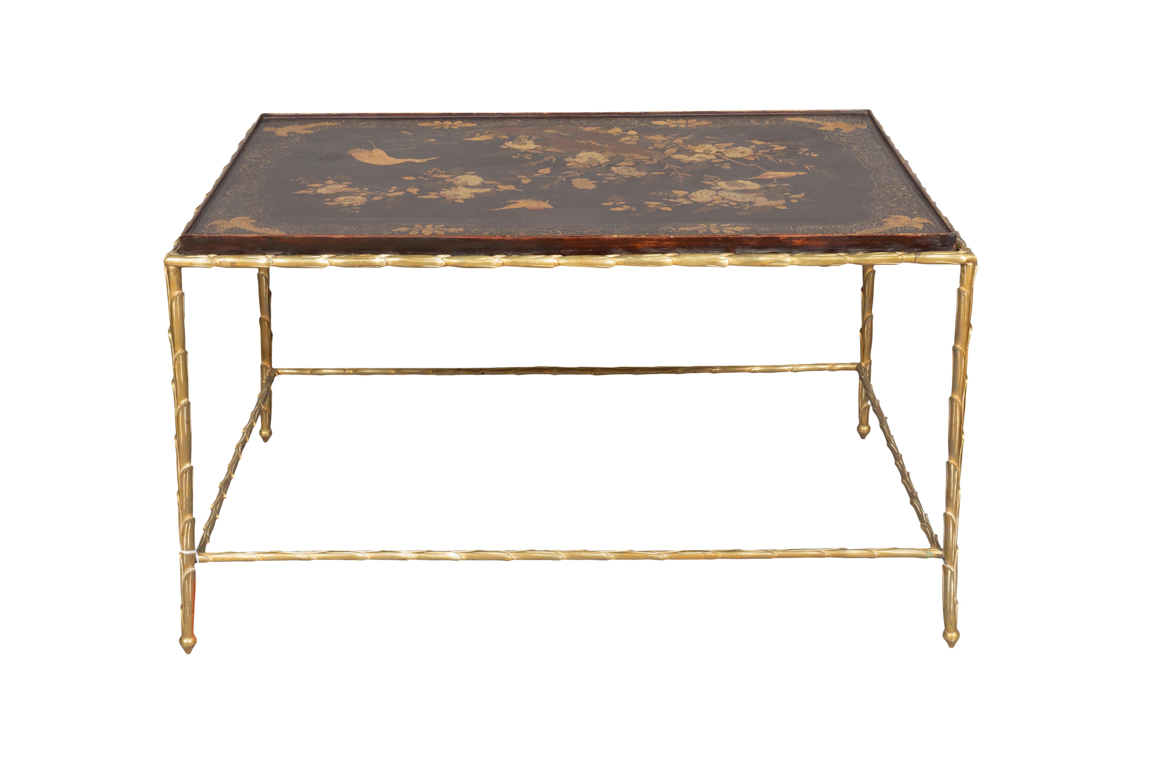 20th Century Maison Bagues Brass And Lacquer Coffee Table