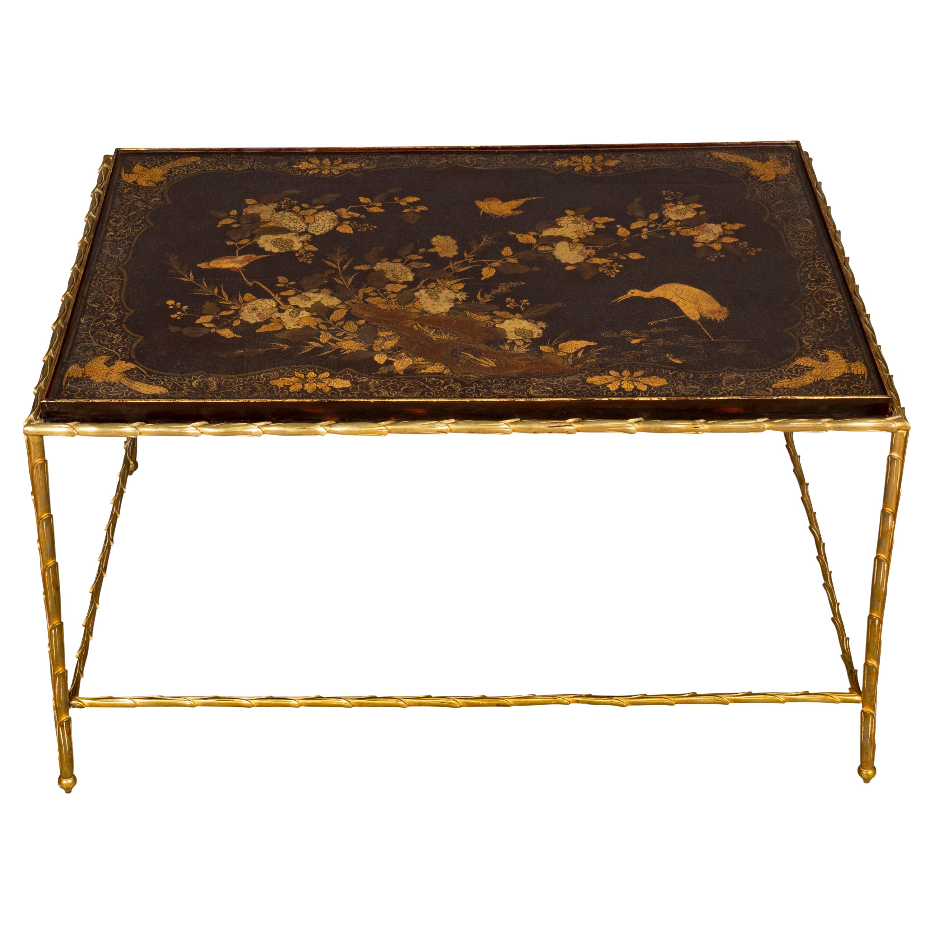 Maison Bagues Brass And Lacquer Coffee Table