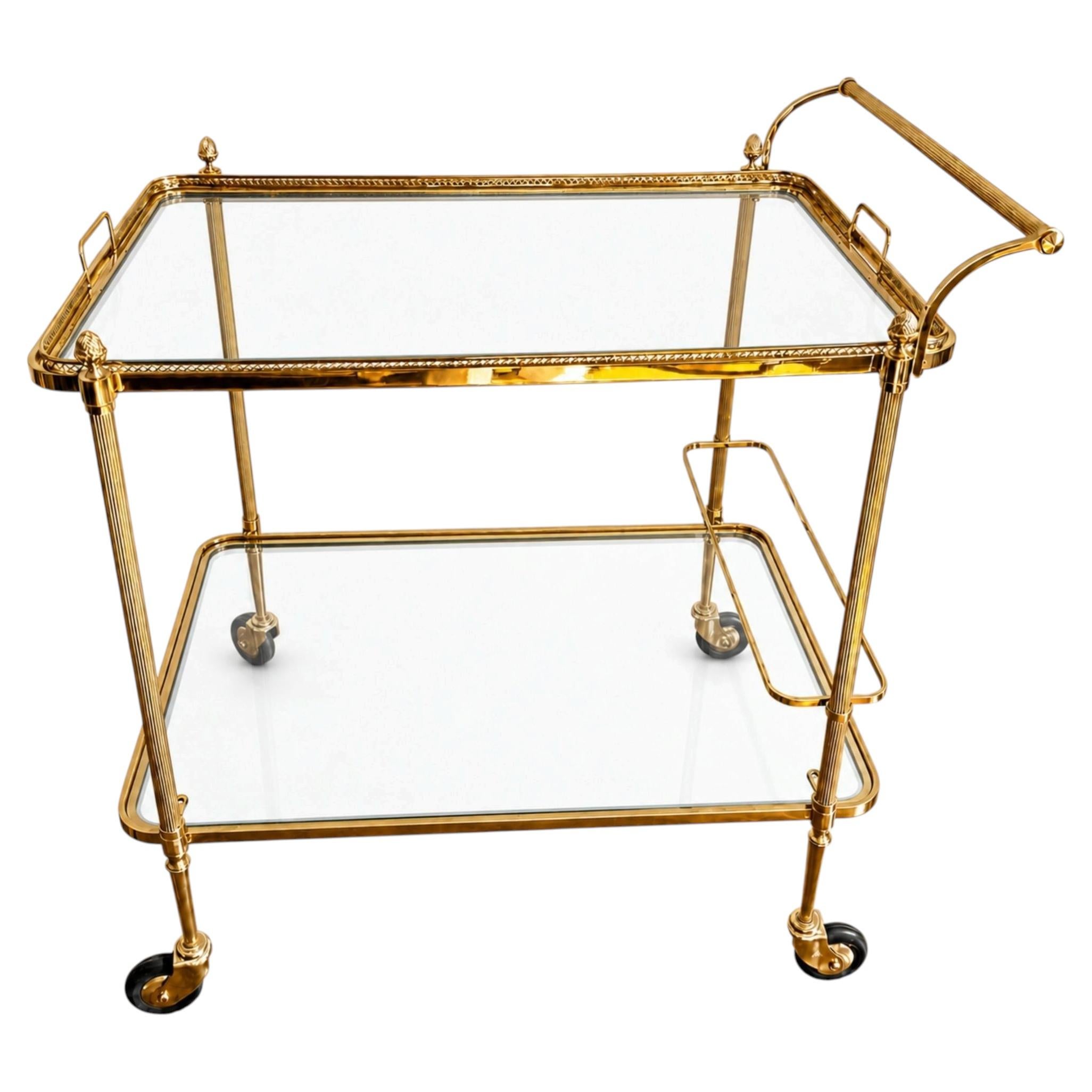 Maison Bagues Brass Bar Cart, Circa 1950 For Sale
