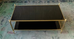 Maison Baguès Brass Coffee Table with Black Mirrored Glass