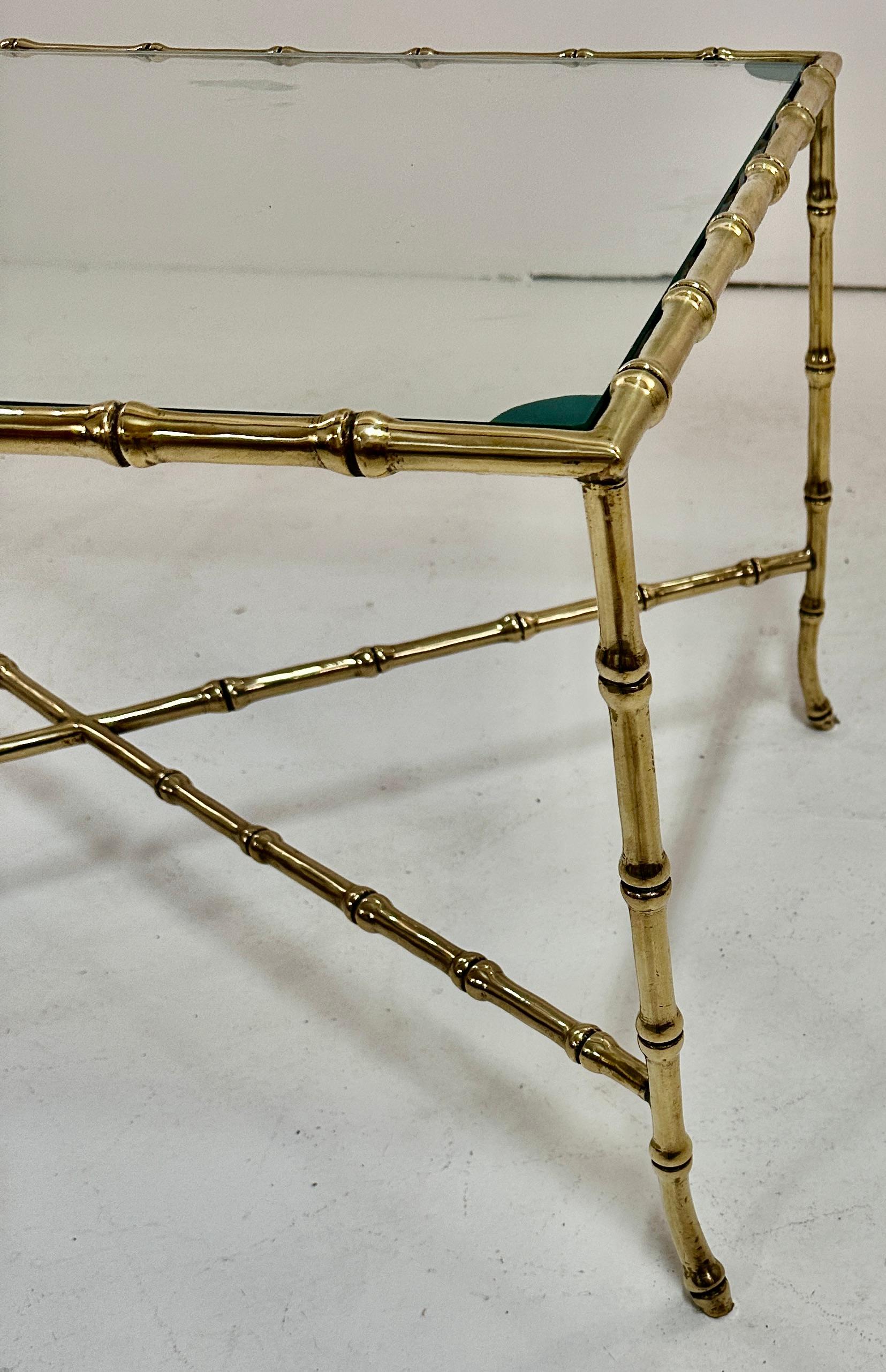 Maison Bagues Brass Faux Bamboo Cocktail Table, France c 1950s For Sale 1