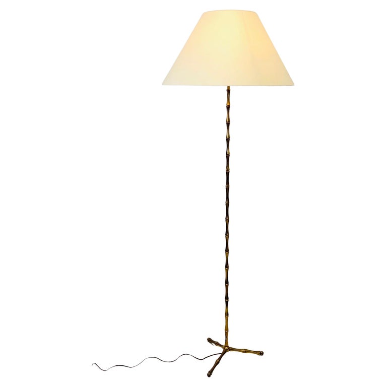 Maison Bagues, Brass Faux Bamboo Floor Lamp, circa 1950 For Sale at 1stDibs