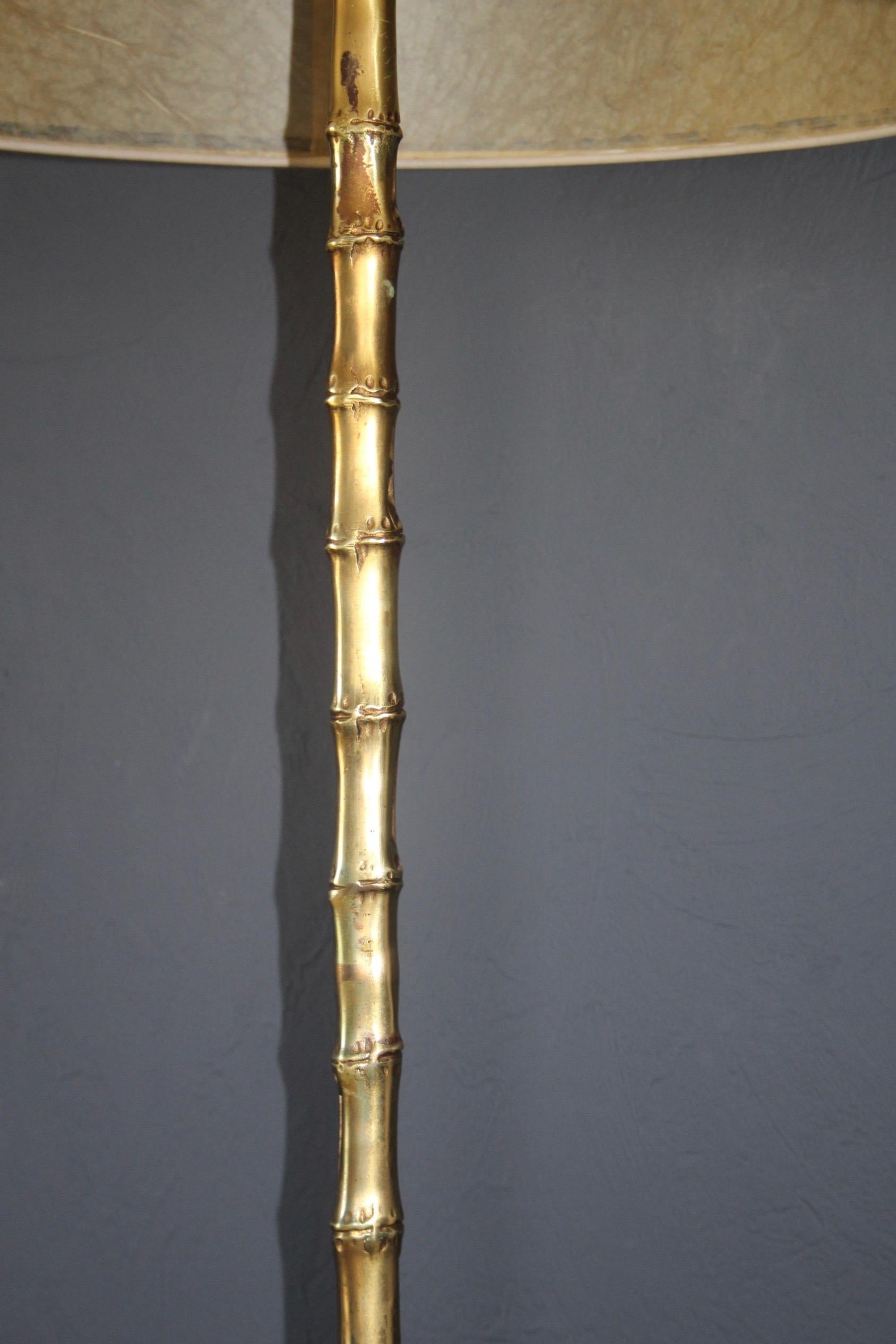 Maison Bagues Brass Faux Bamboo Floor Lamp For Sale at 1stDibs