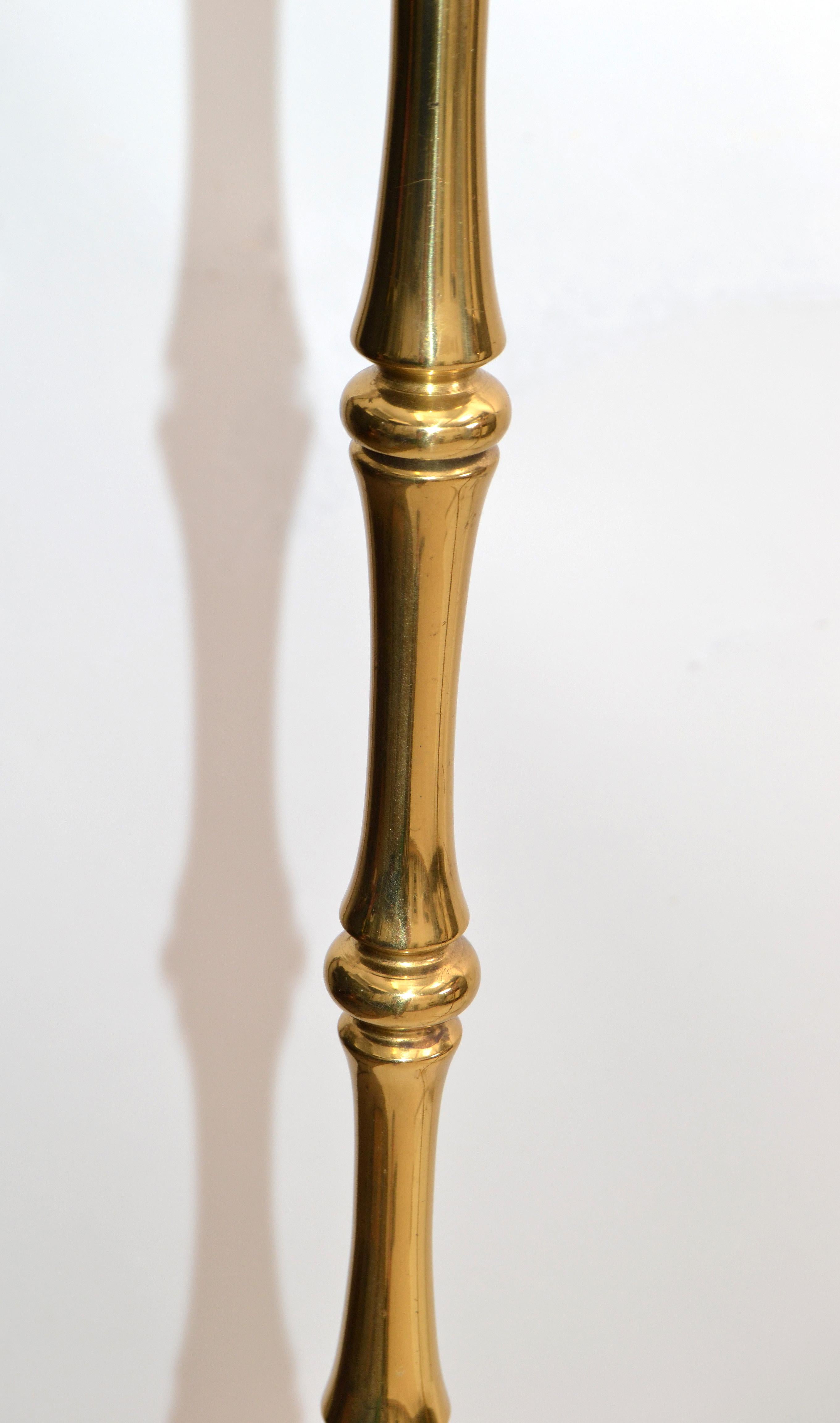 Mid-20th Century Maison Baguès Brass Mid-Century Modern Floor Lamp France 1950 Black Shade, Pair