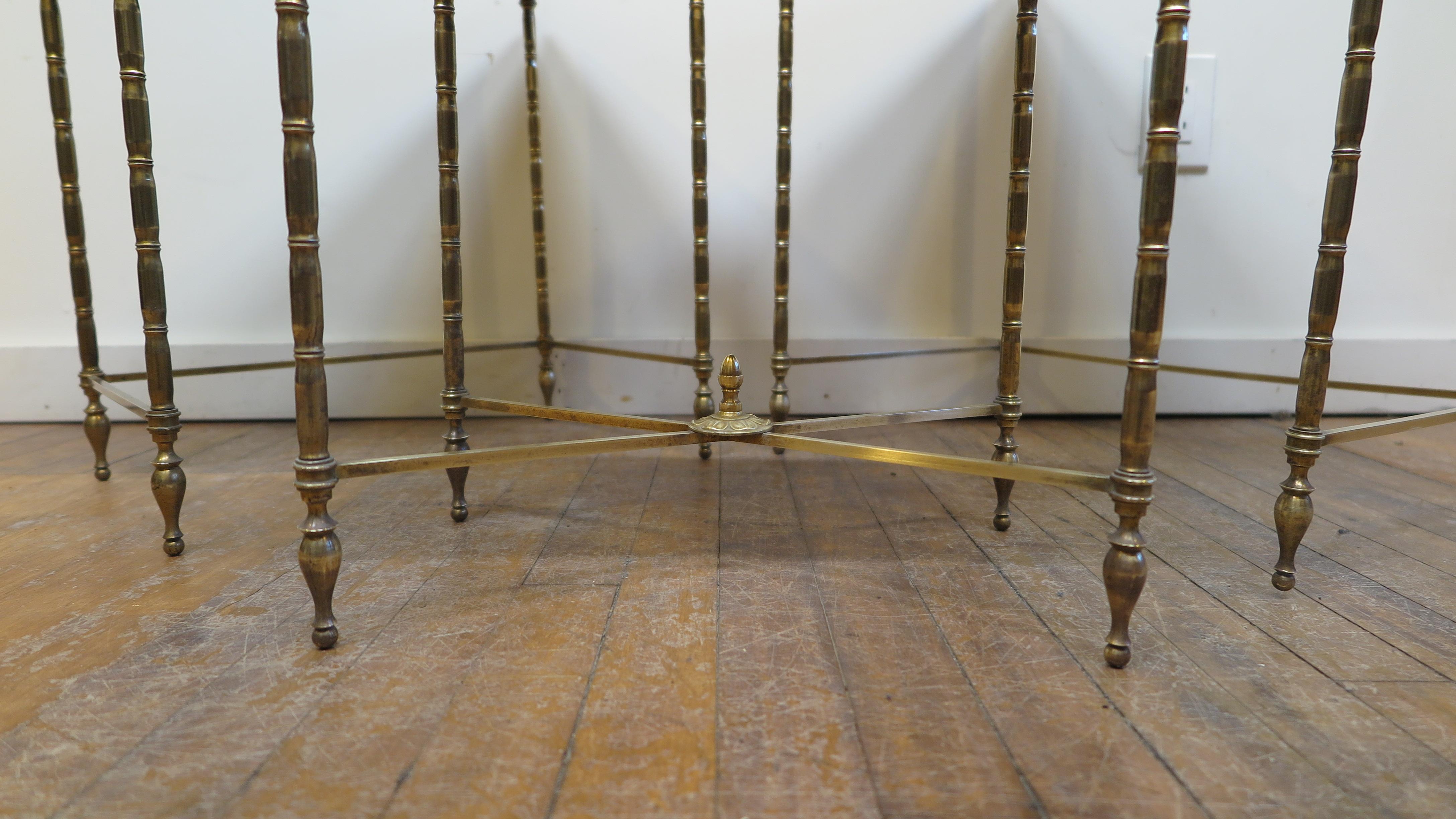 Maison Baguès Brass Nesting Tables In Good Condition In New York, NY