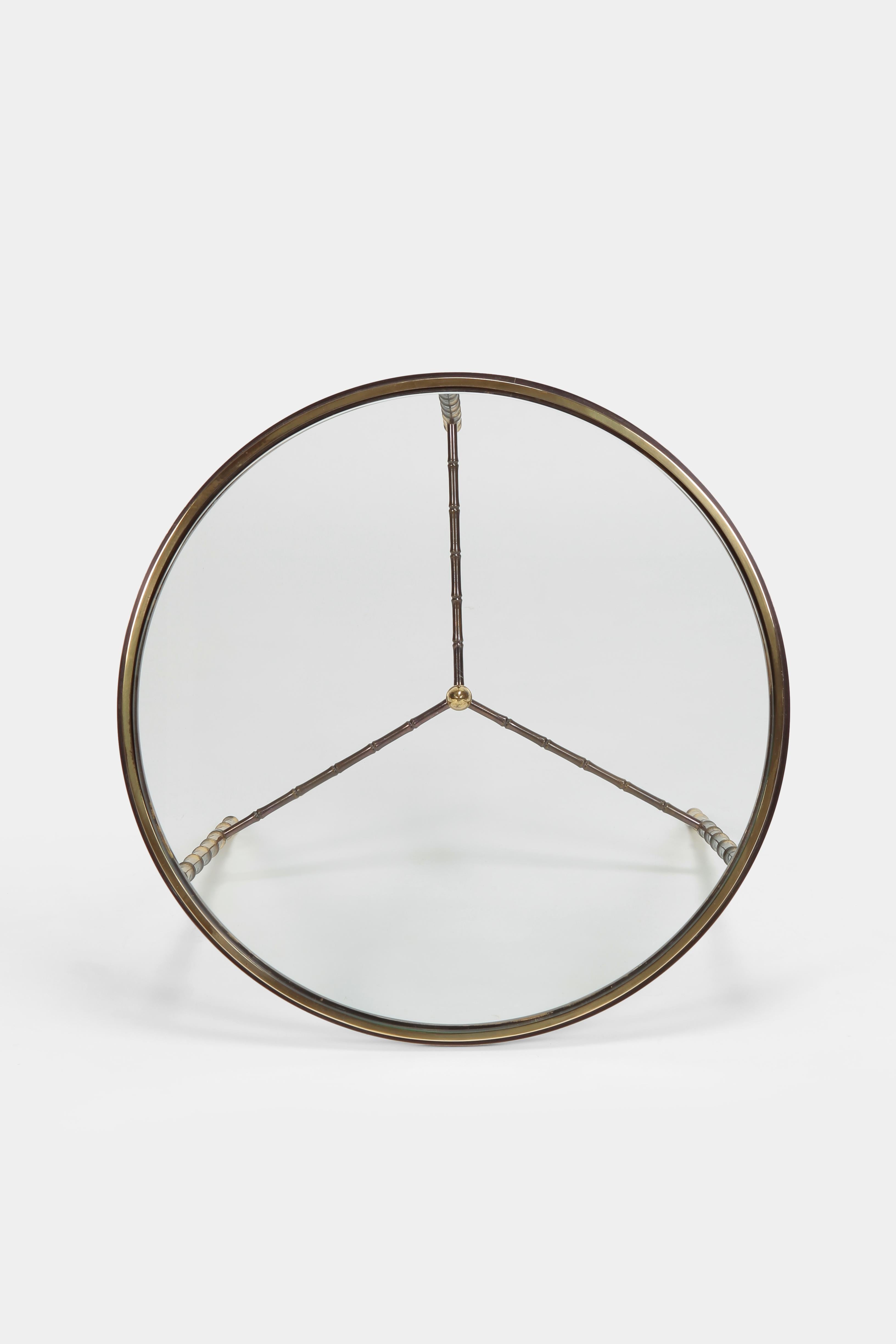 Maison Baguès Brass Round Glass Table, 1940s (Moderne der Mitte des Jahrhunderts)