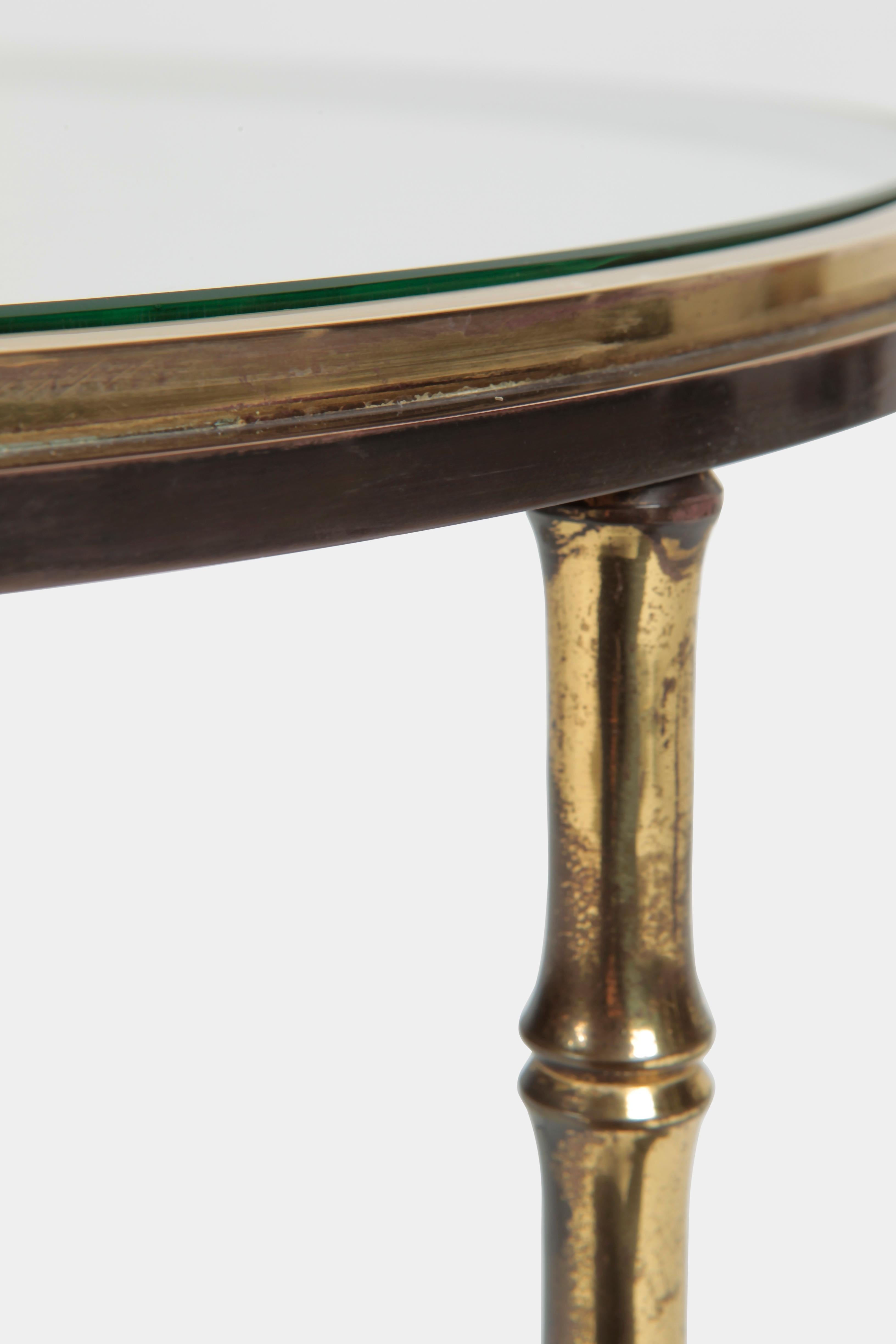 Maison Baguès Brass Round Glass Table, 1940s im Zustand „Gut“ in Basel, CH