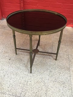 Maison Baguès, Bronzo e vetro opalino nero 'Marbrite', Gueridon circa 1950