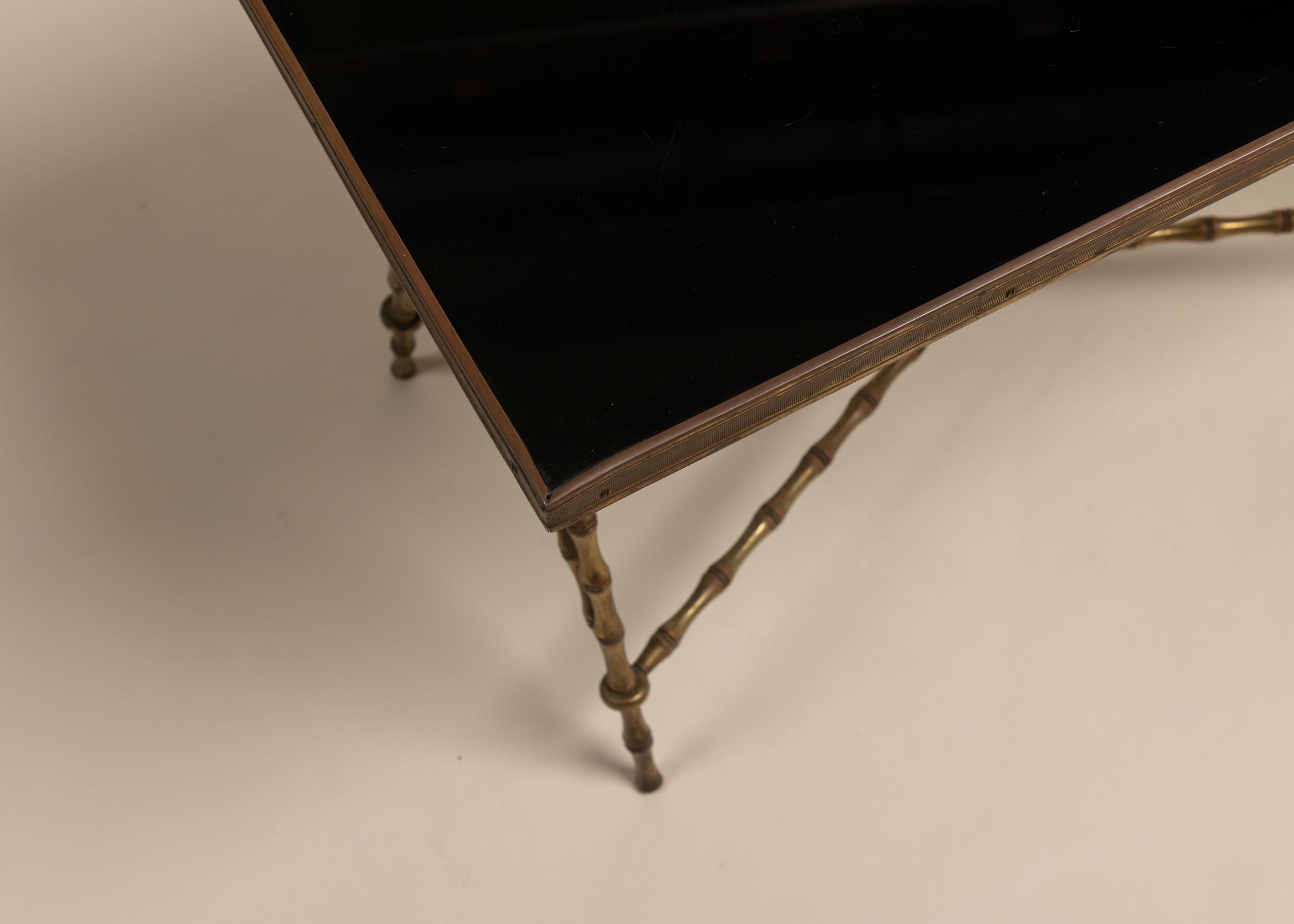 Francese Maison Baguès Bronze and Glass Cocktail Table, France, 1960 in vendita