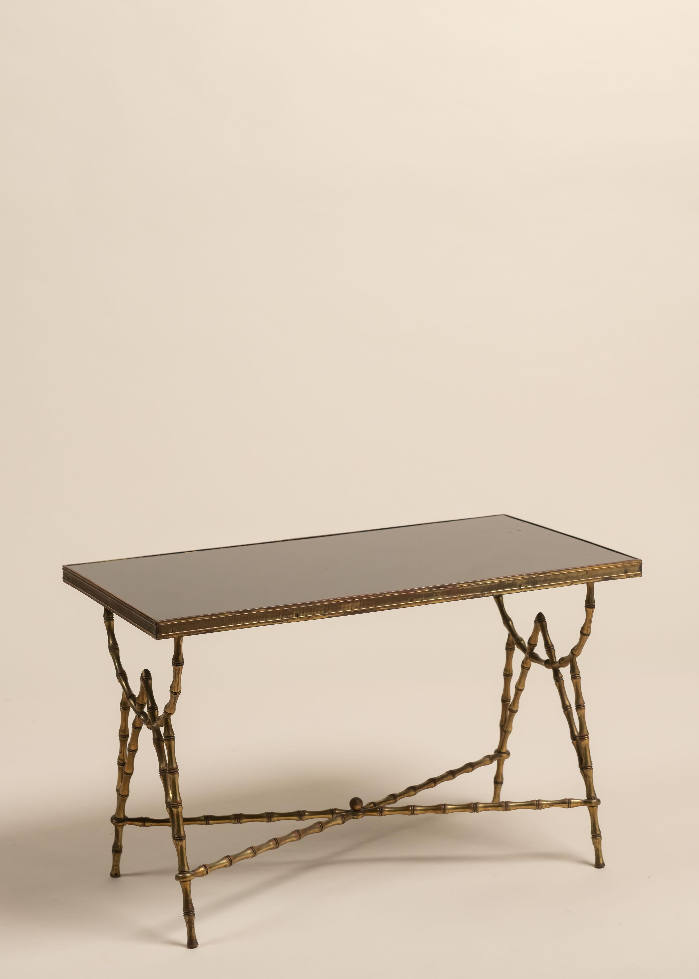 Maison Baguès Bronze and Glass Cocktail Table, France, 1960 In condizioni buone in vendita a San Francisco, CA