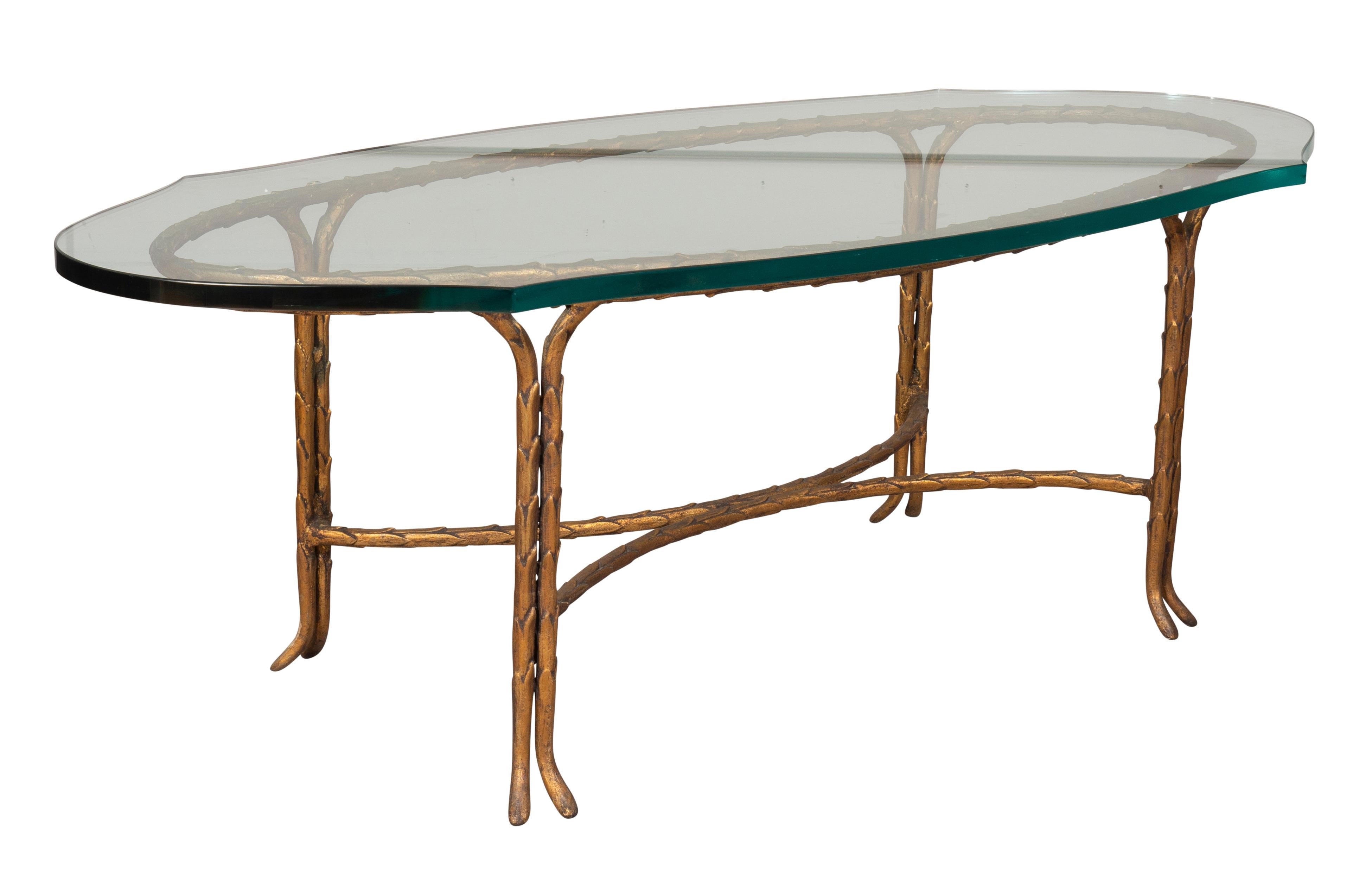 Maison Bagues Bronze and Glass Coffee Table For Sale 1