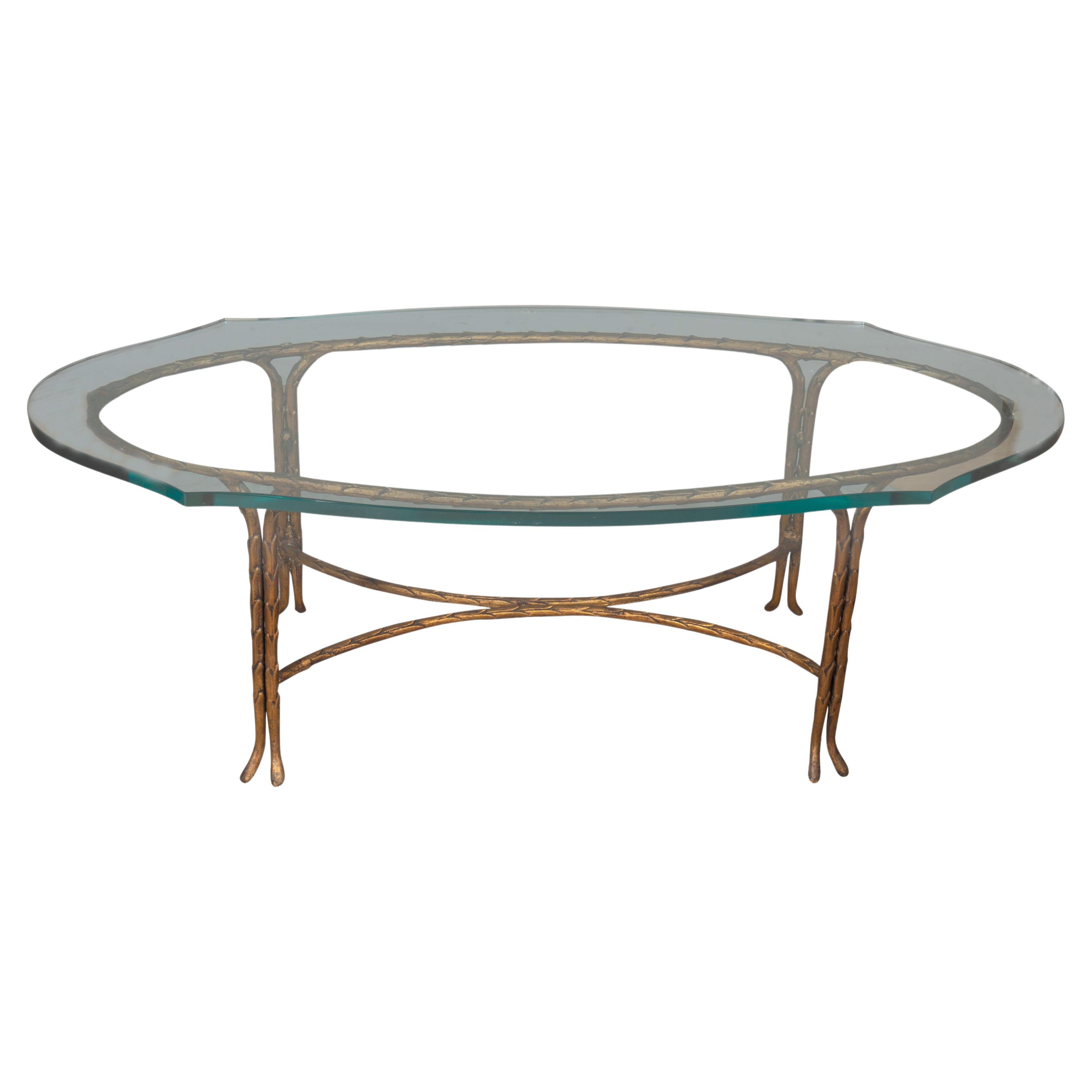 Maison Bagues Bronze and Glass Coffee Table For Sale