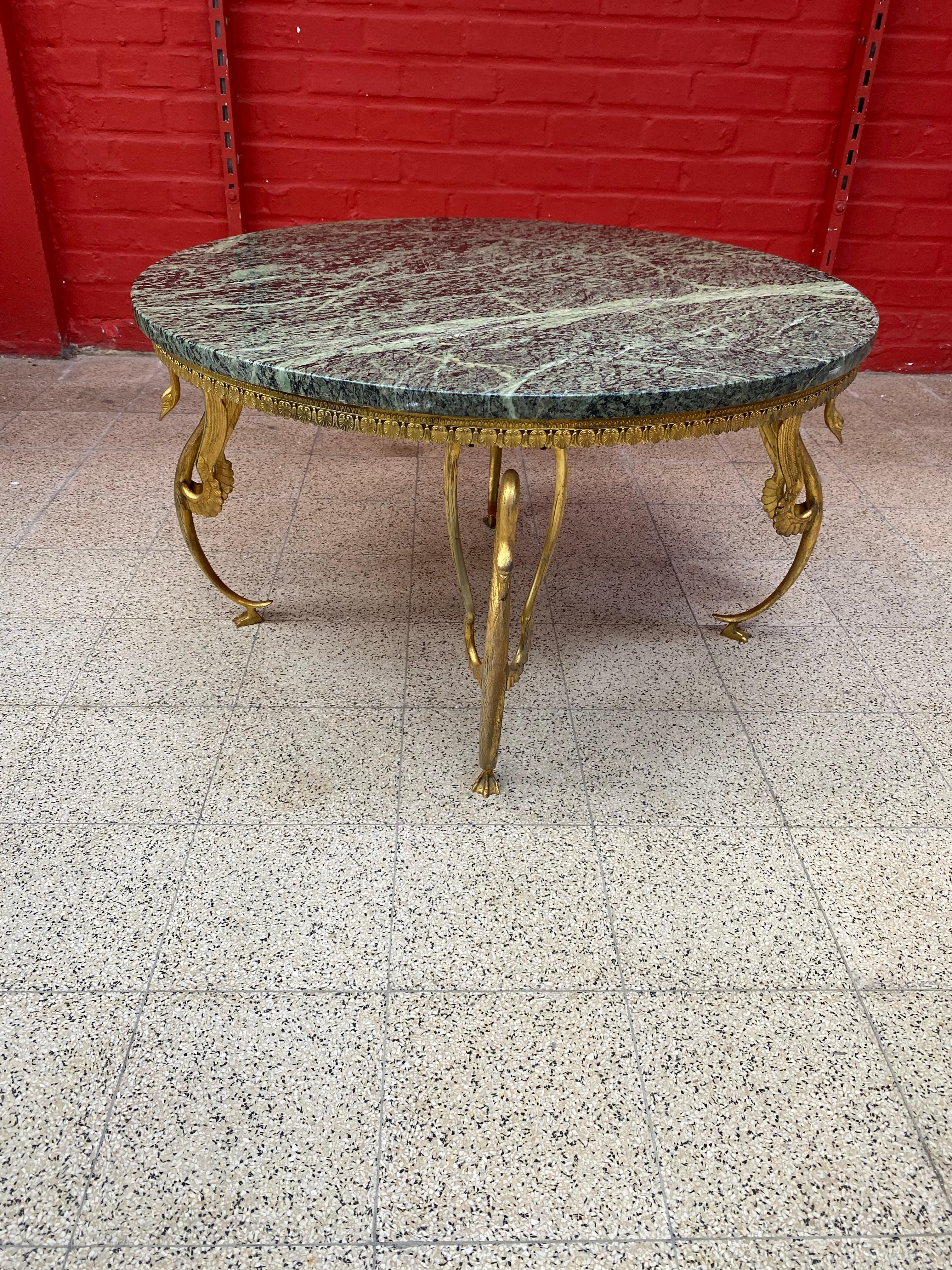 French Maison Baguès, Bronze and Marble Gueridon circa 1950/1960 For Sale