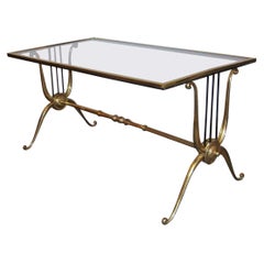 Maison Baguès, Hollywood Regency, petite table basse, bronze, verre, années 1940