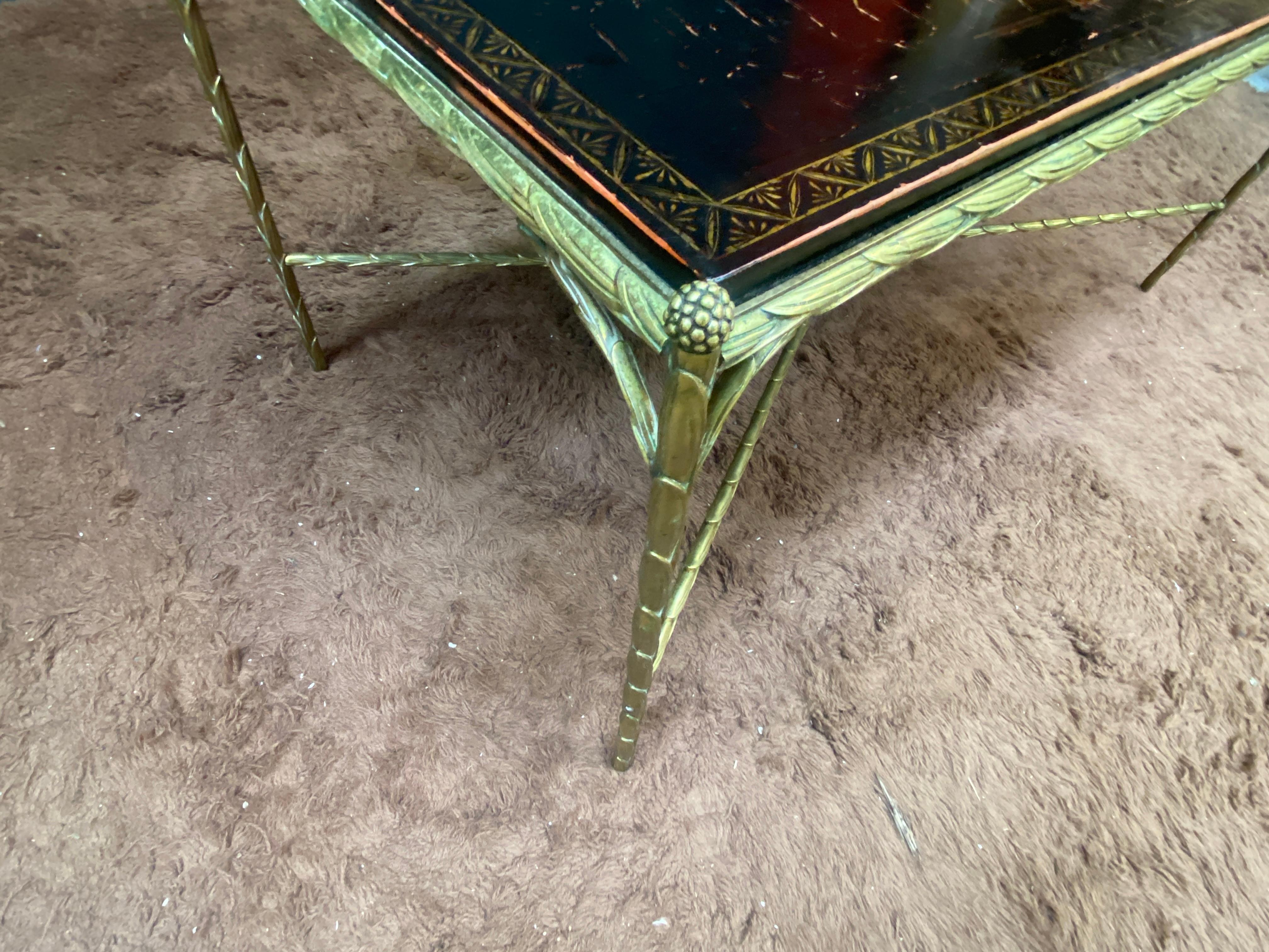 Maison Baguès , Bronze coffee table. Lacquered top to restore or replace. For Sale 5