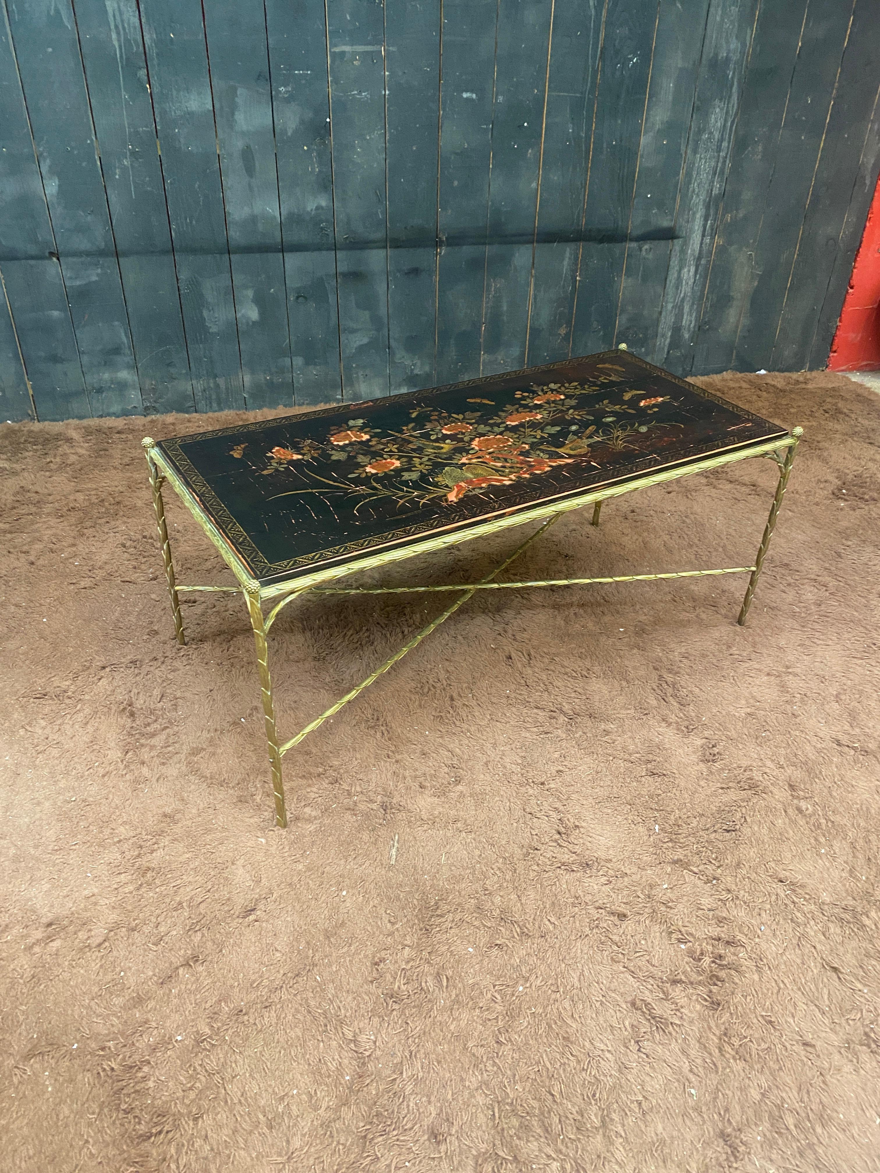 Maison Baguès , Bronze coffee table. Lacquered top to restore or replace. For Sale 6