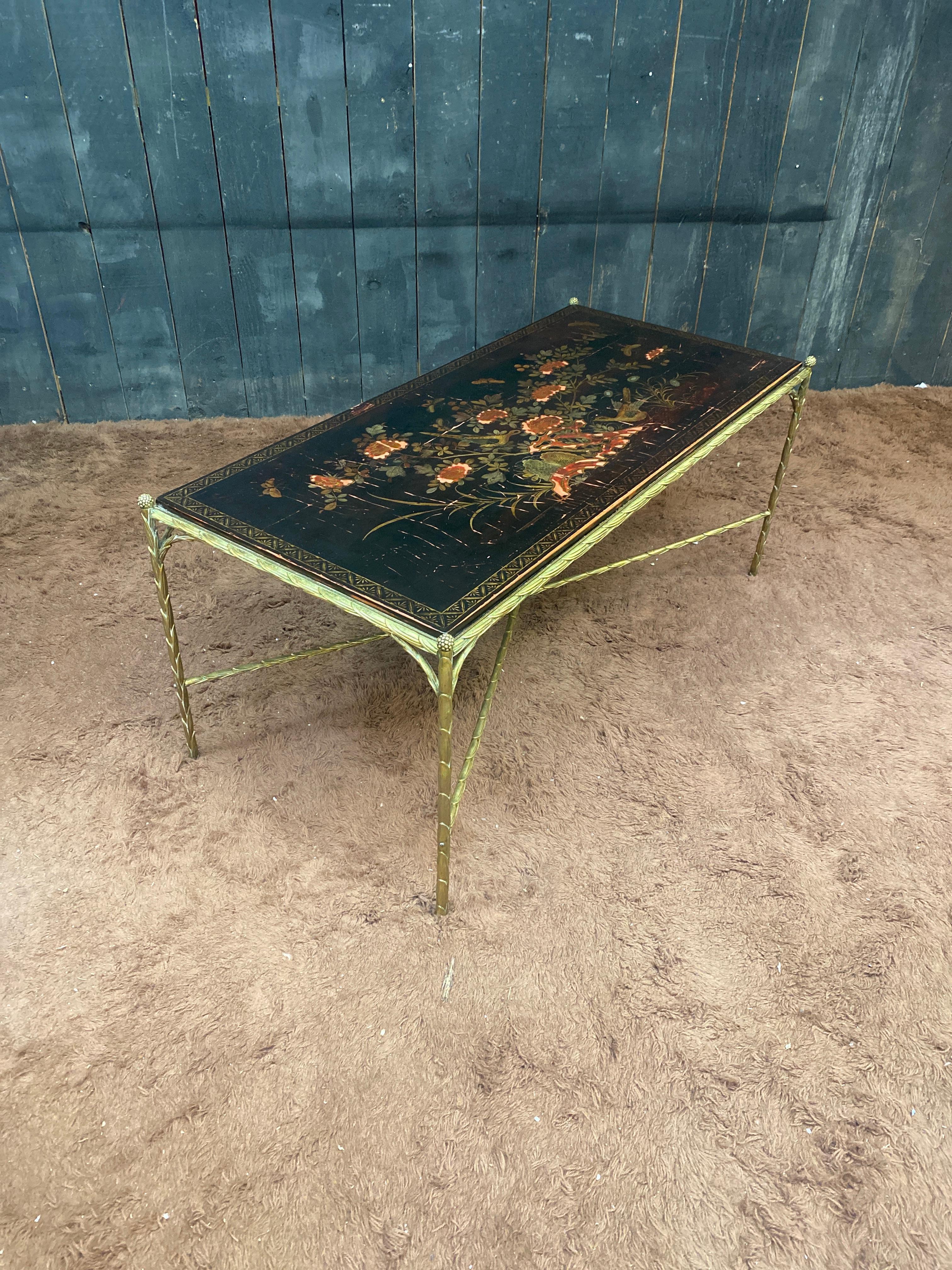 Maison Baguès , Bronze coffee table. Lacquered top to restore or replace. For Sale 7