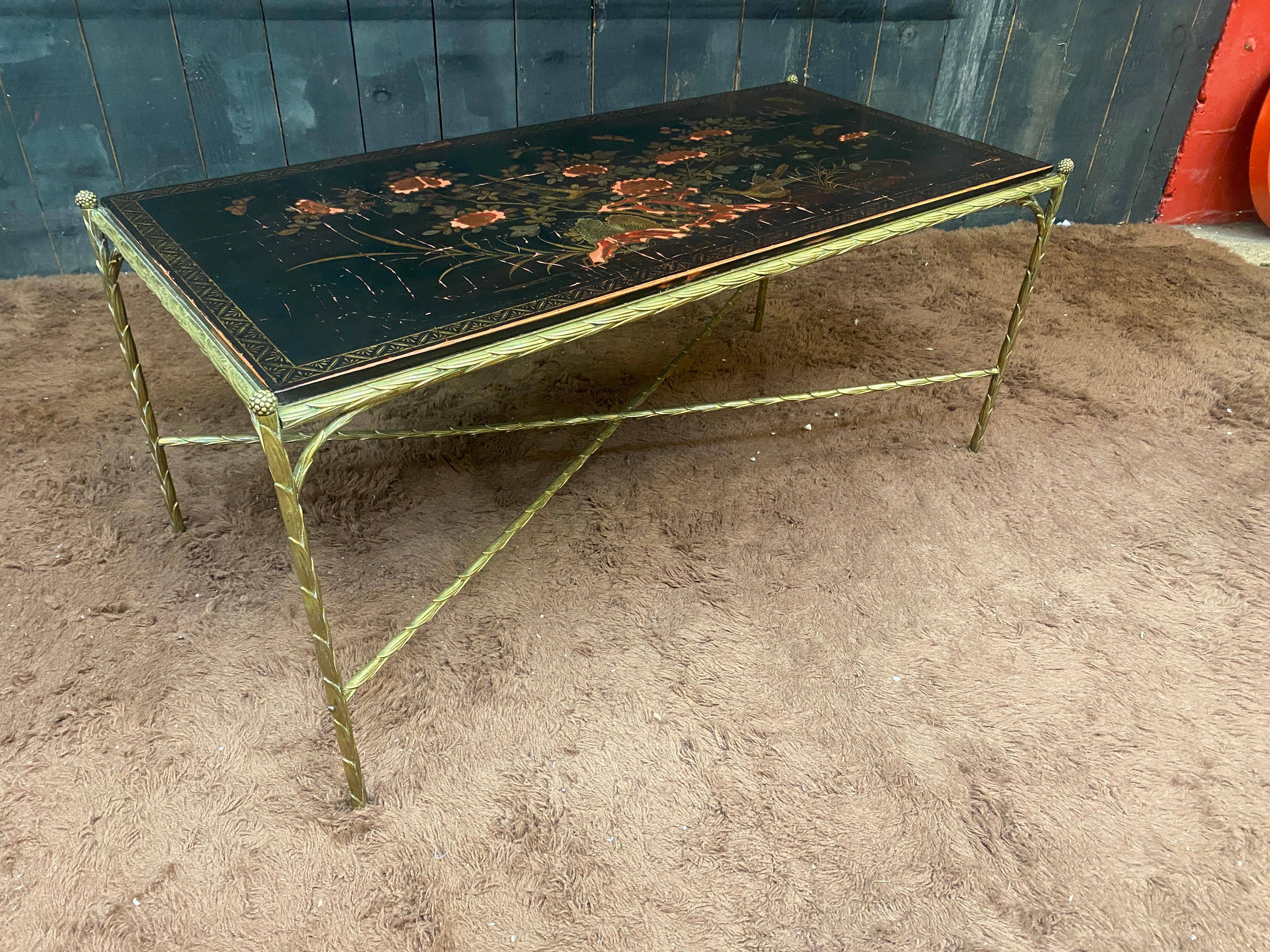 Maison Baguès , Bronze coffee table. Lacquered top to restore or replace. For Sale 8