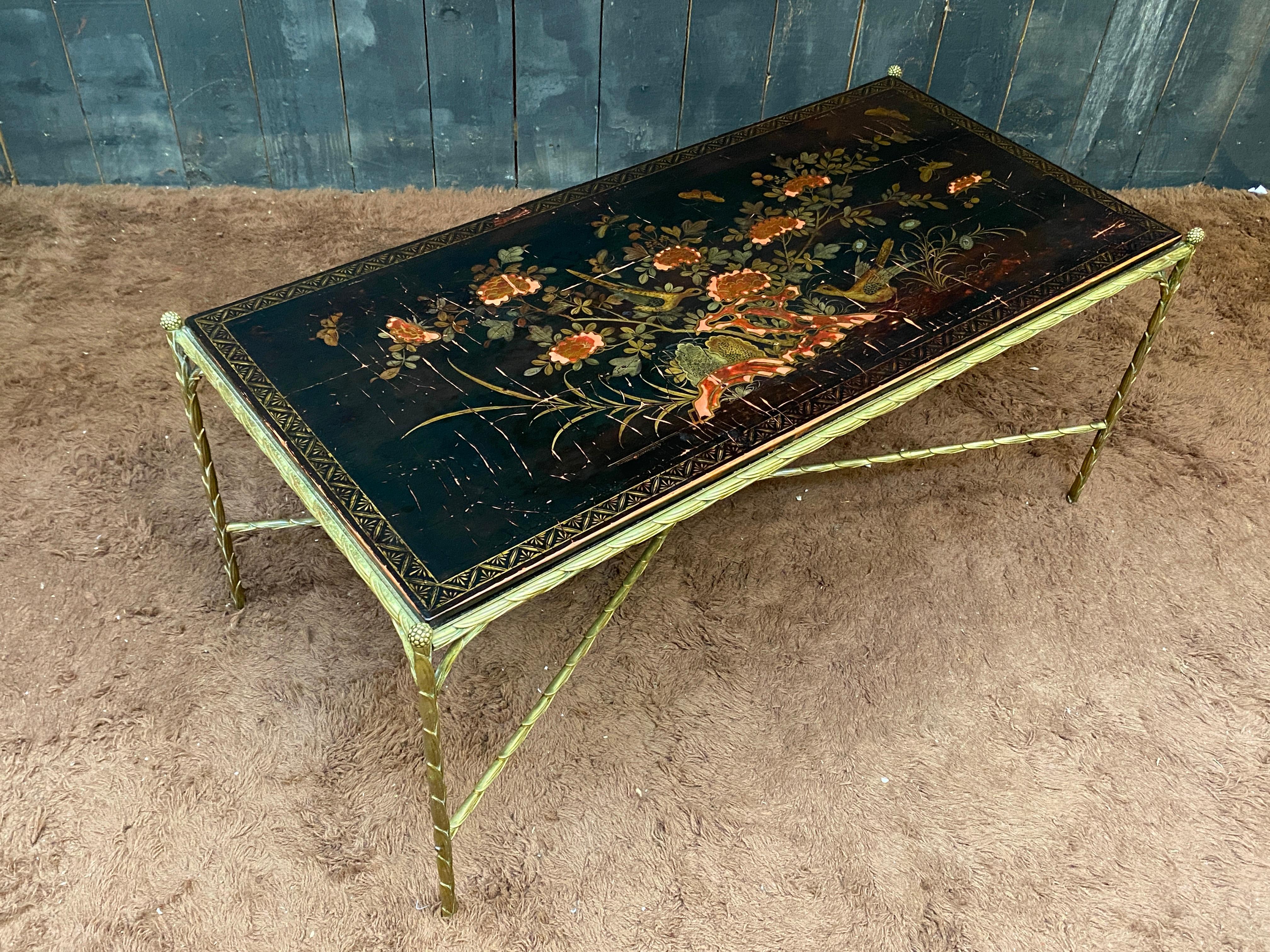 Maison Baguès , Bronze coffee table. Lacquered top to restore or replace. For Sale 11