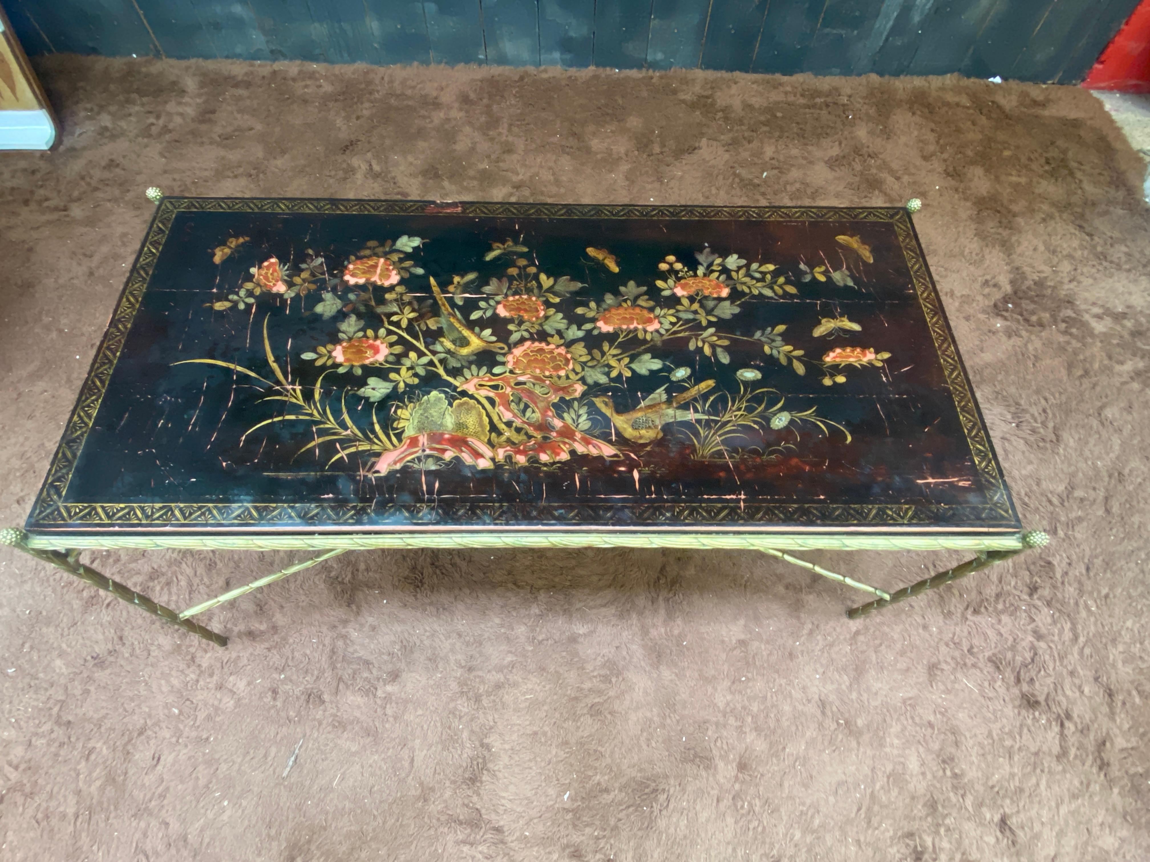Maison Baguès , Bronze coffee table. Lacquered top to restore or replace. For Sale 2