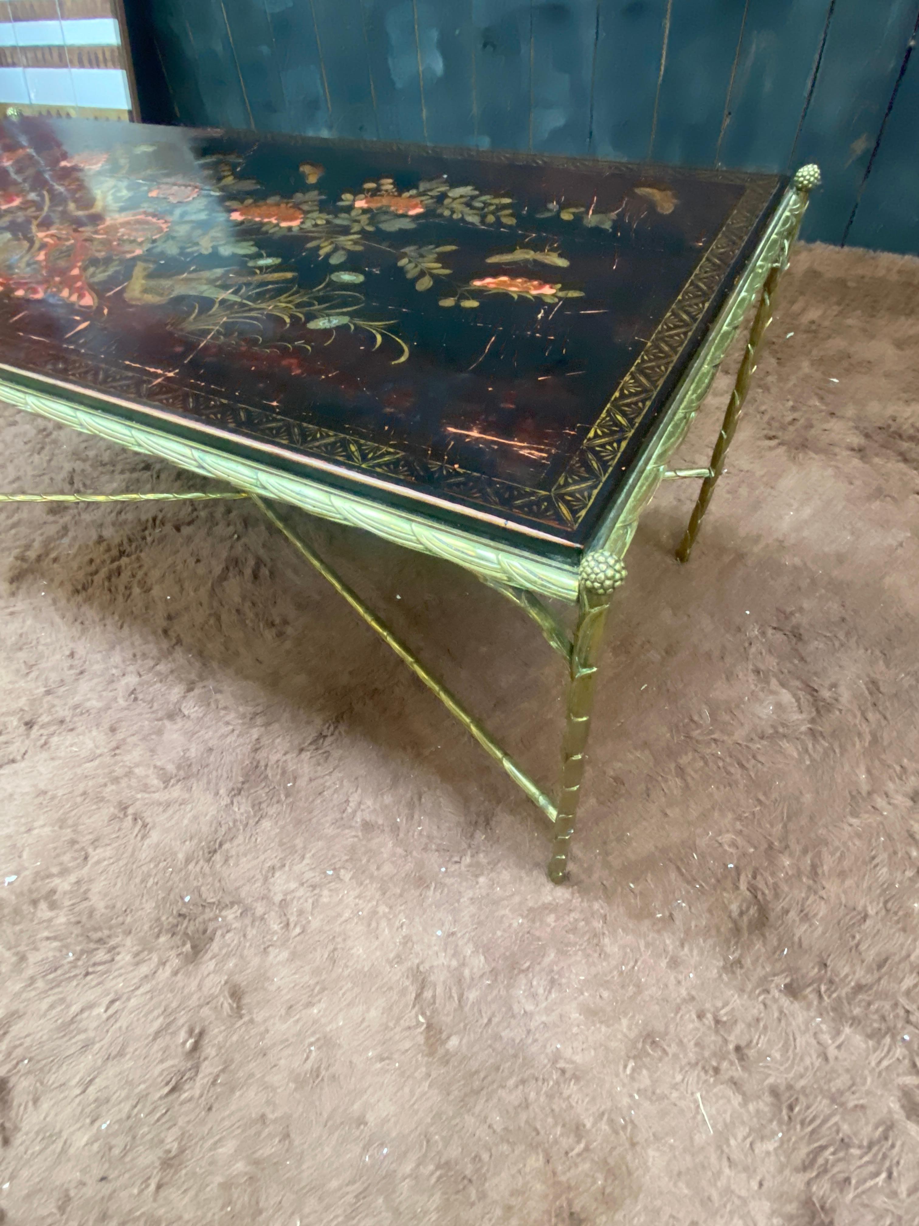 Maison Baguès , Bronze coffee table. Lacquered top to restore or replace. For Sale 3