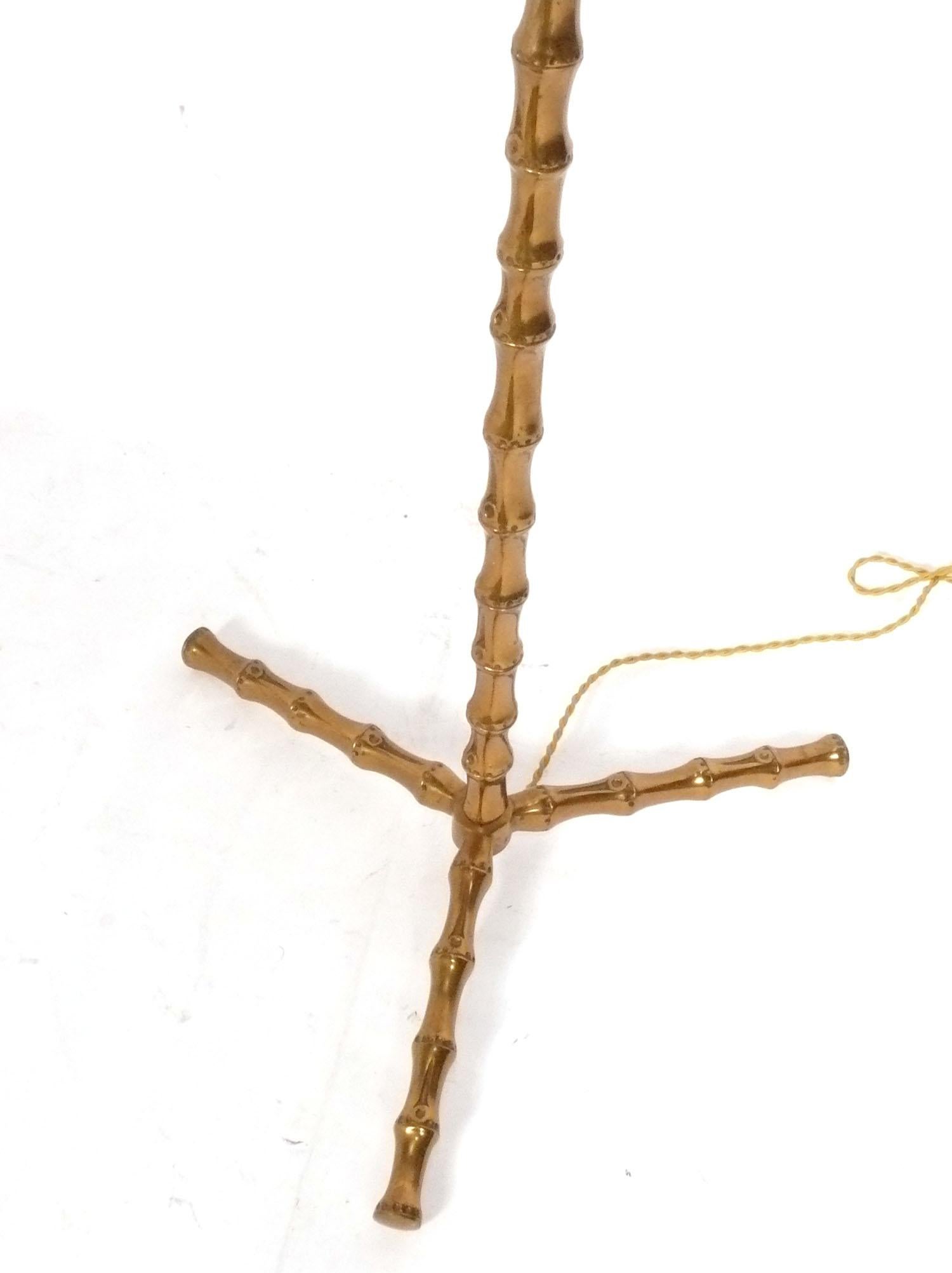 Mid-20th Century Maison Bagues Bronze Faux Bamboo Floor Lamps Mid Century Chinoiserie Design For Sale