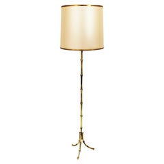 Maison Baguès Faux Bamboo Tripod Floor Lamp in Bronze,  France, 1950s