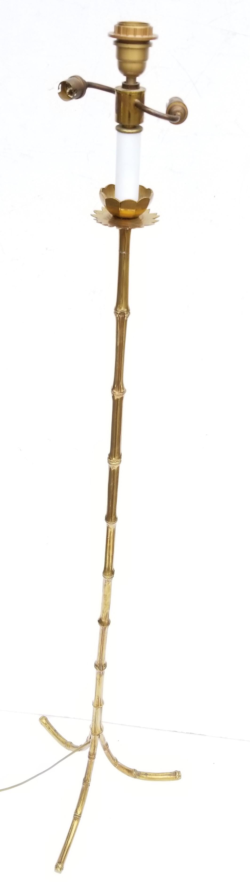 Maison Baguès bamboo shape floor lamp
3 lights, 100 watt main and 60 watt side.
 