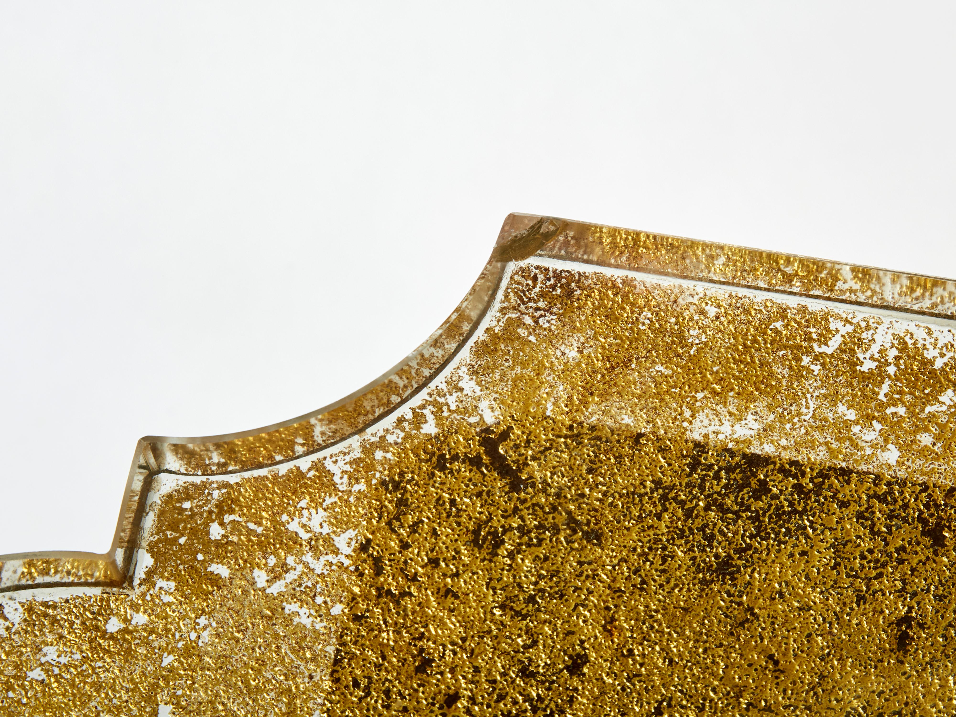 Maison Baguès bronze Saint Gobain table basse en verre doré années 50 en vente 8
