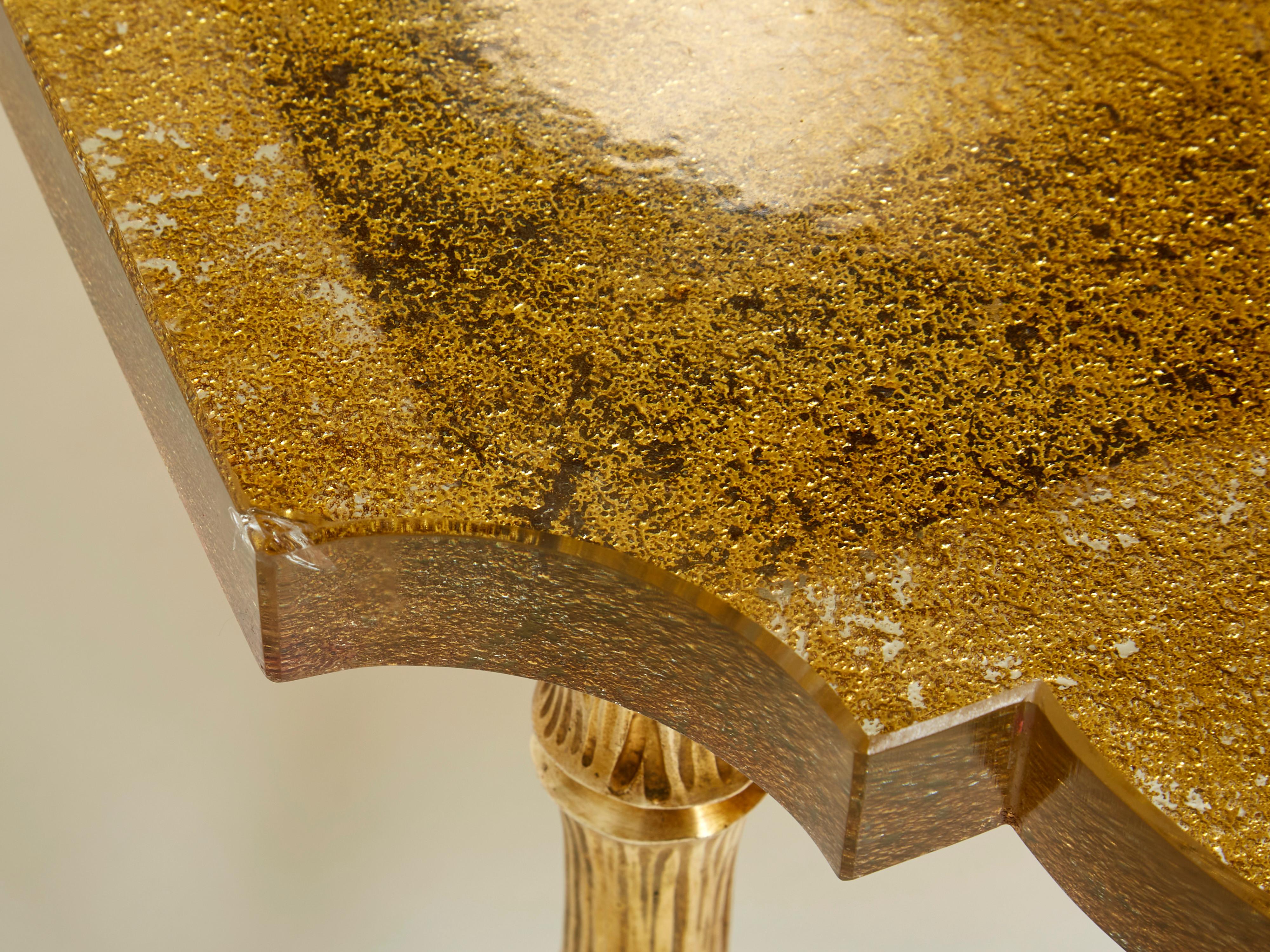 Maison Baguès bronze Saint Gobain table basse en verre doré années 50 en vente 9
