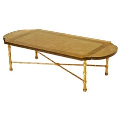Tavolino da caffè in vetro dorato Maison Baguès Bronzo Saint Gobain 1950s